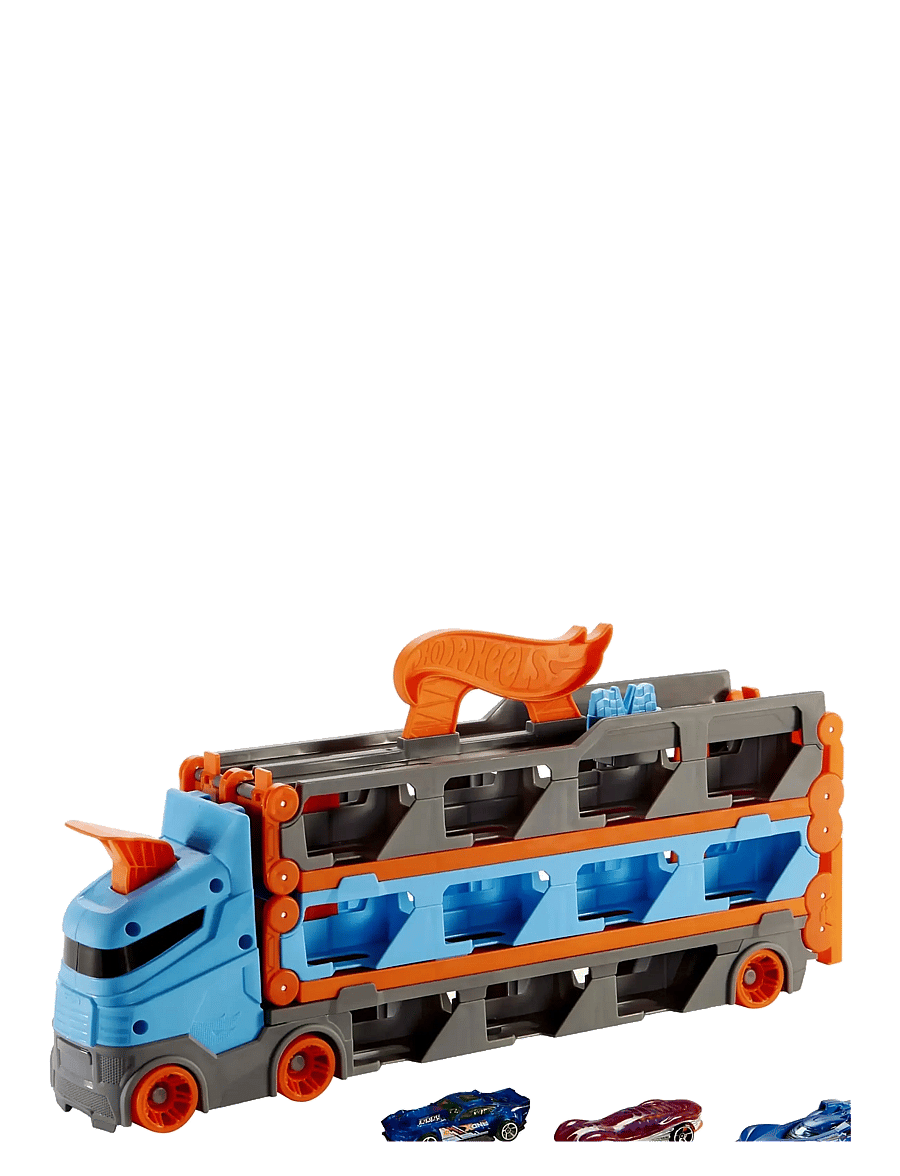 Hot Wheels - City Speedway Hauler Carrier with 3 Toy Cars - vörubílar - multi color - 4