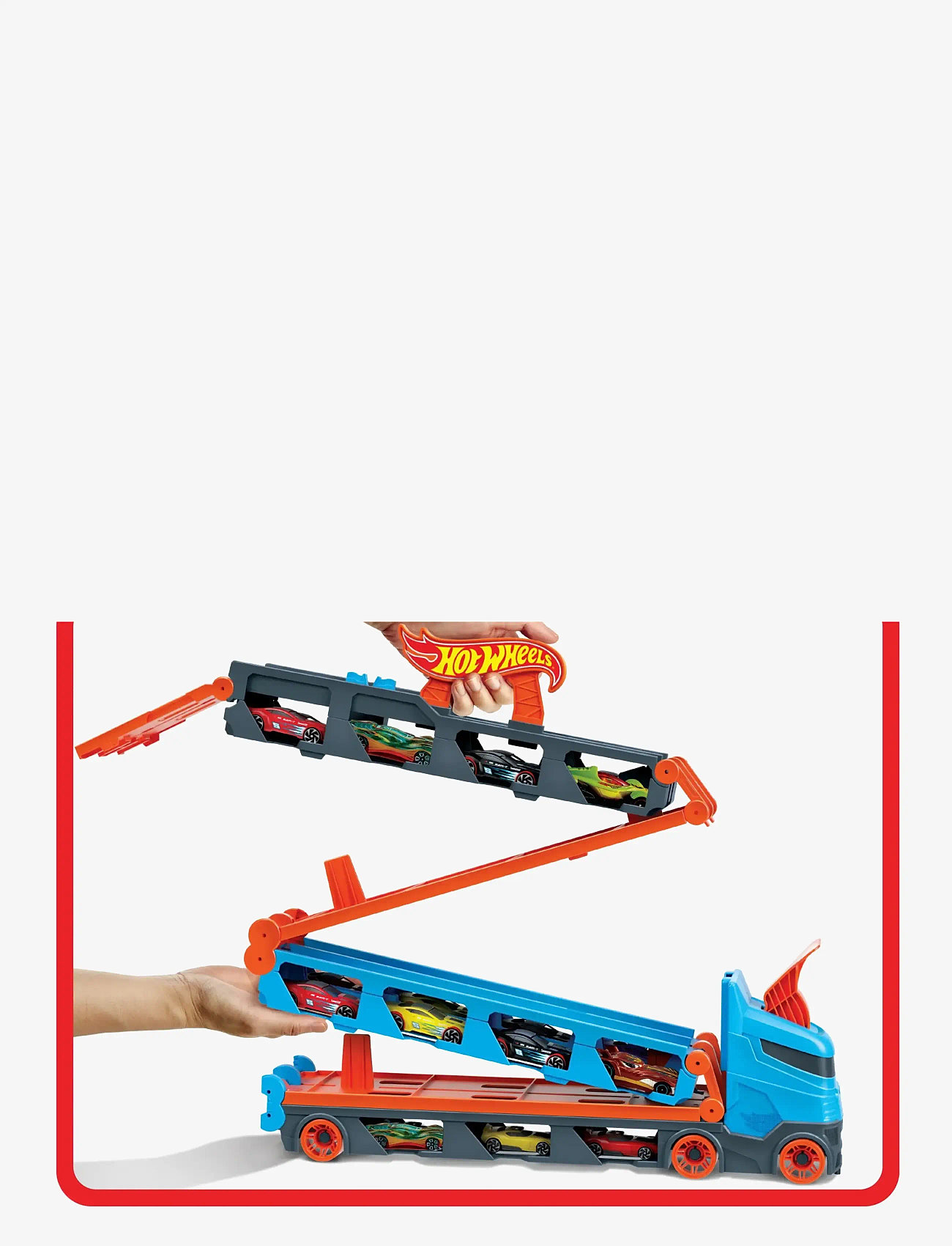 Hot Wheels - City Speedway Hauler Carrier with 3 Toy Cars - lastbilar - multi color - 5