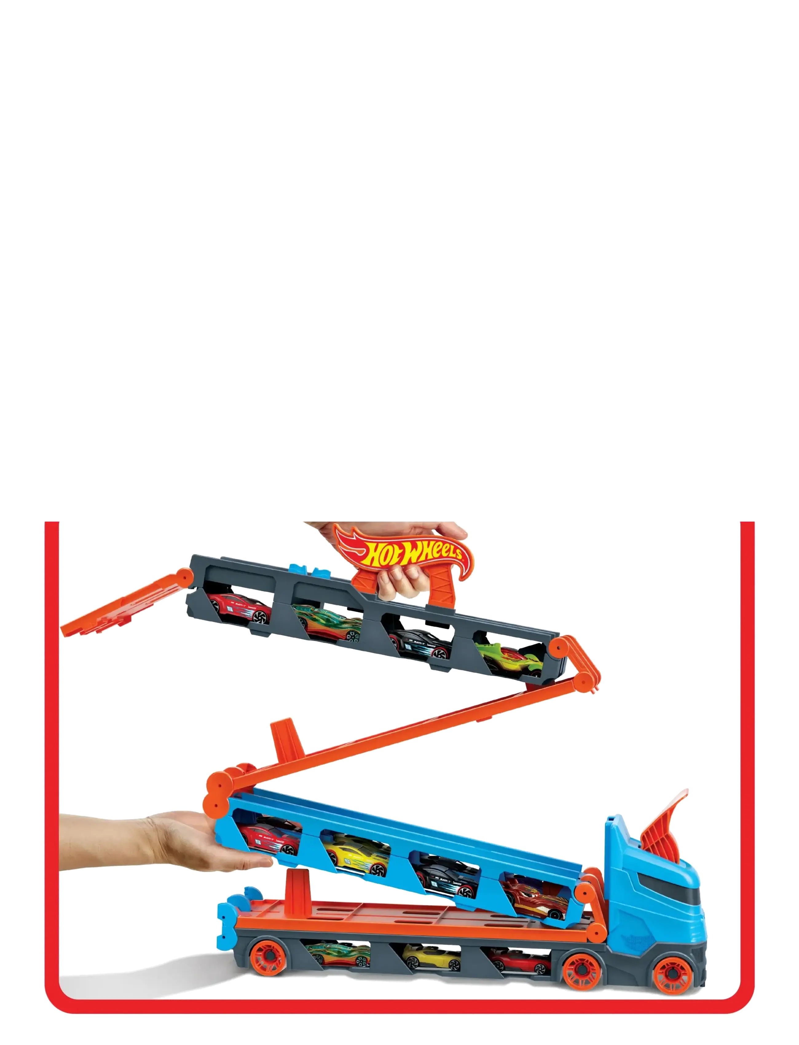 Hot Wheels - City Speedway Hauler Carrier with 3 Toy Cars - leksaksfordon - multi color - 5