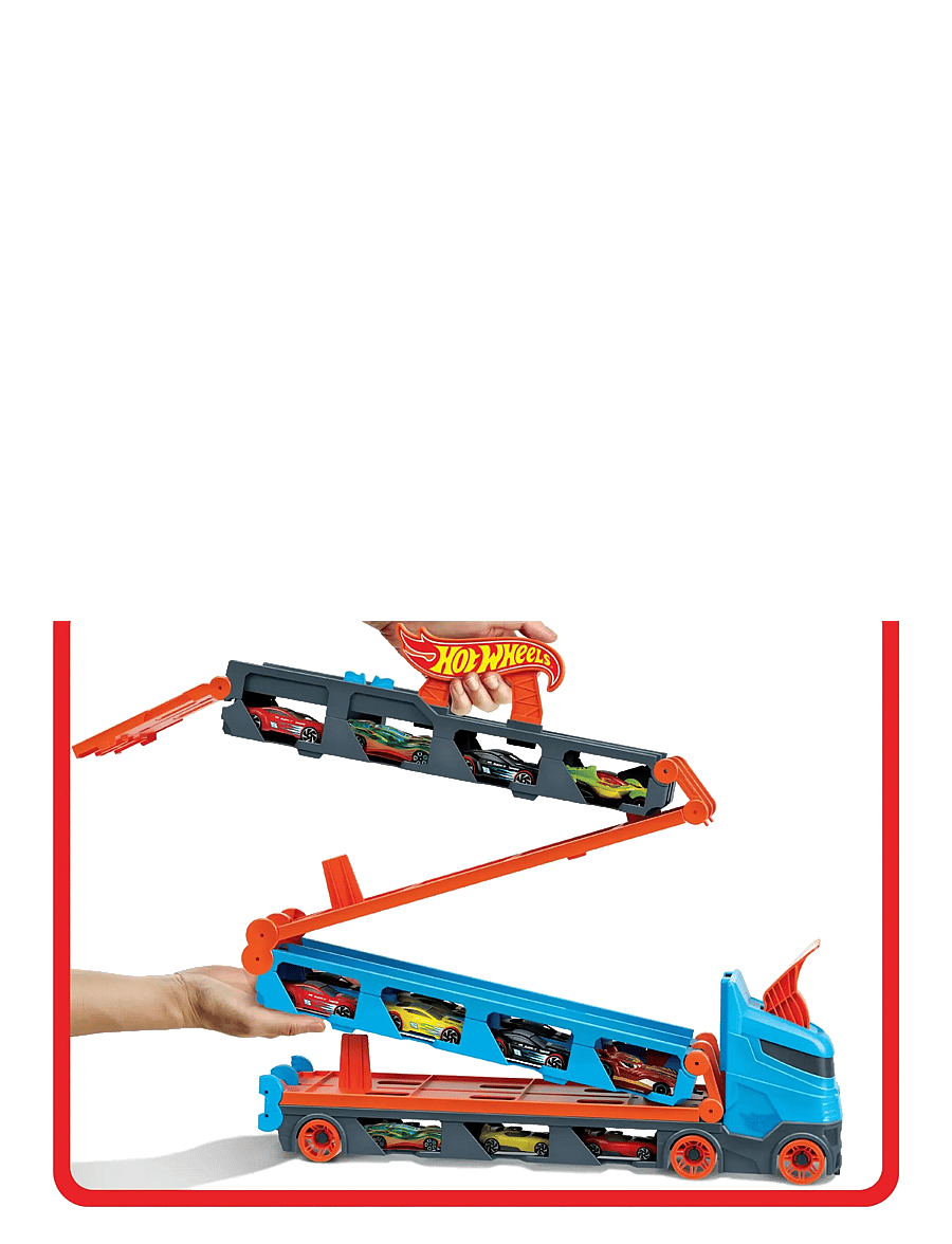 Hot Wheels - City Speedway Hauler Carrier with 3 Toy Cars - vörubílar - multi color - 5