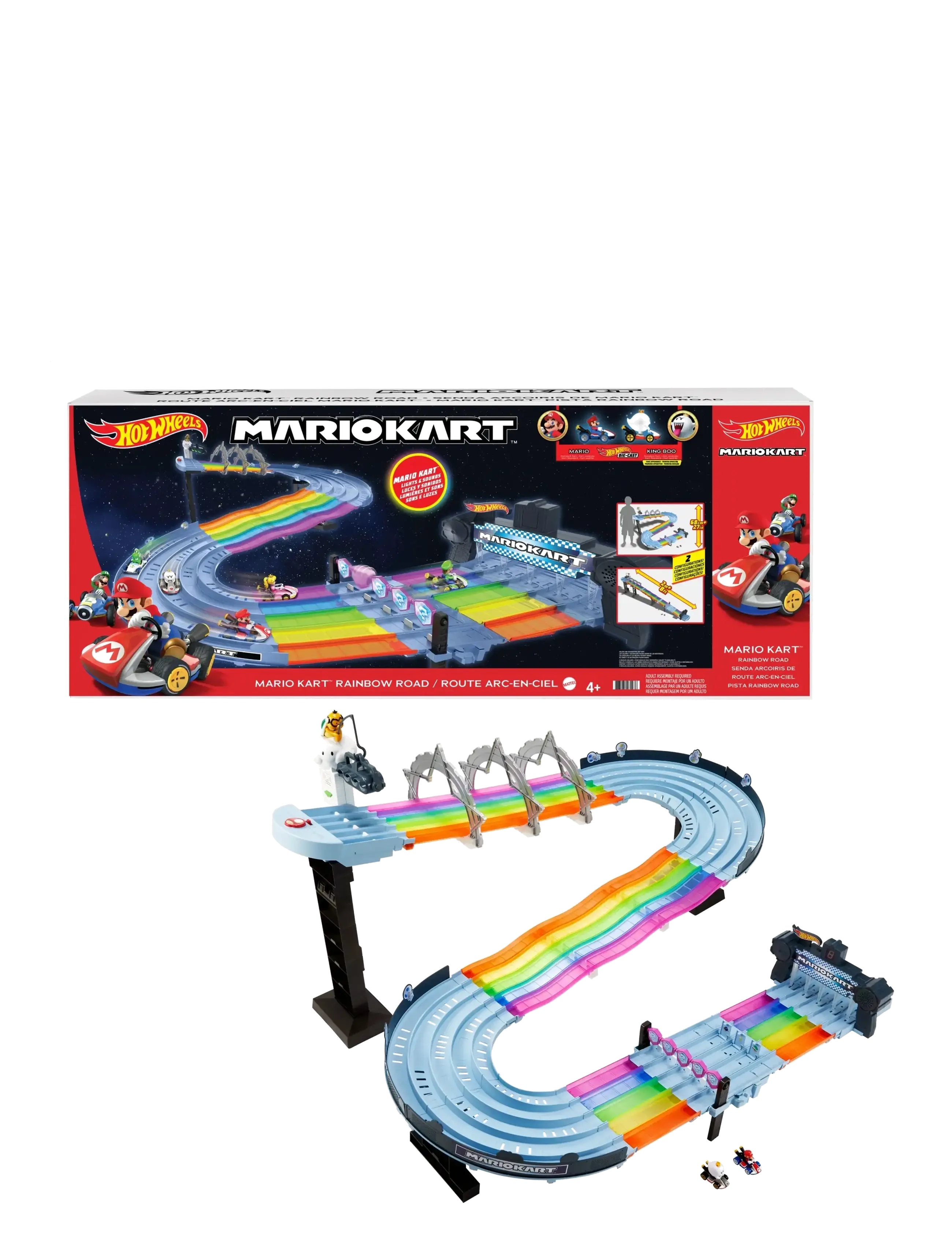 HOT WHEELS Mario Kart Regenbogen Road Raceway Set With 2 1:64 Scale Vehicles Patterned - One Size - Kinder