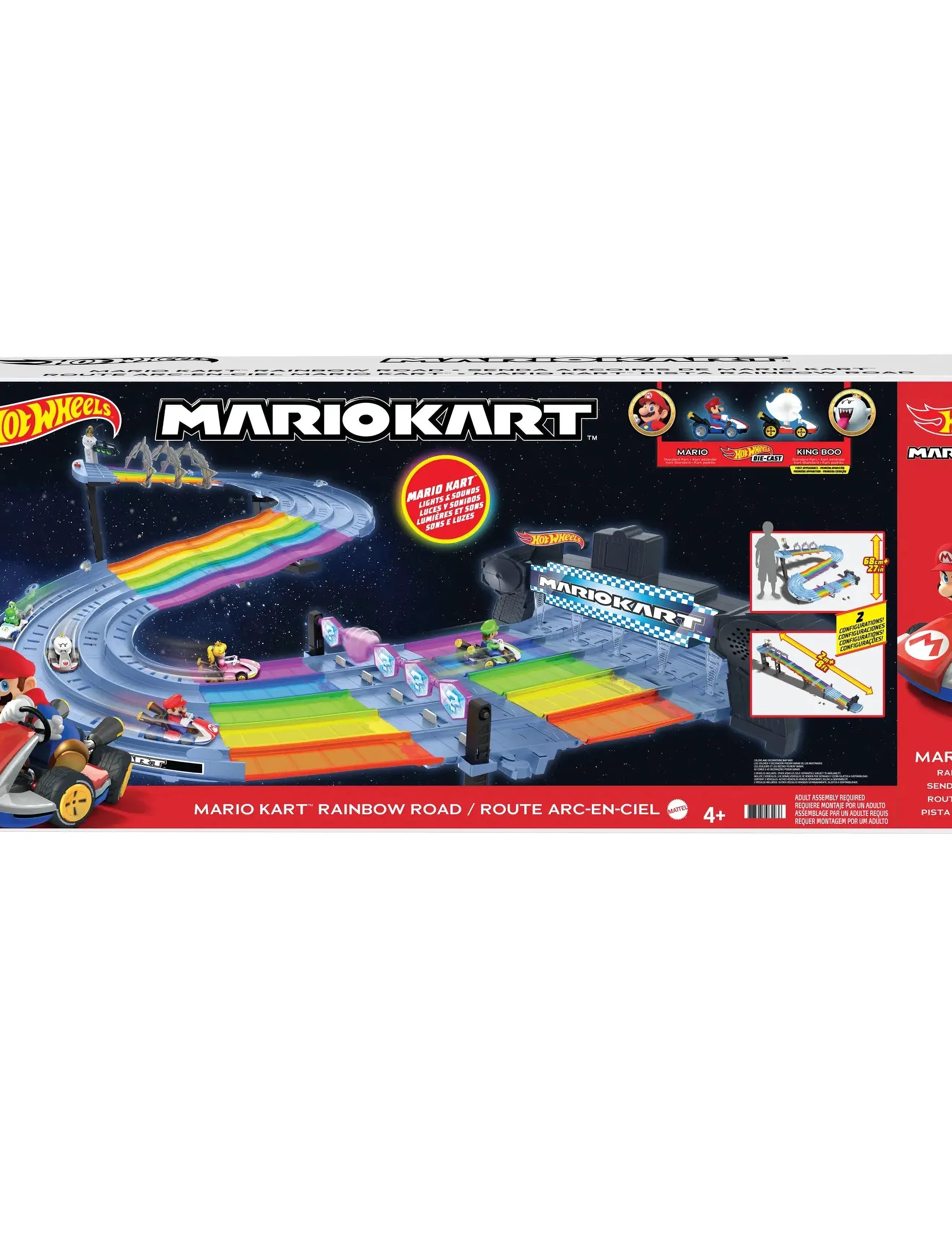 Hot Wheels Mario Kart Rainbow Road Raceway Set With 2 Toy Vehicles