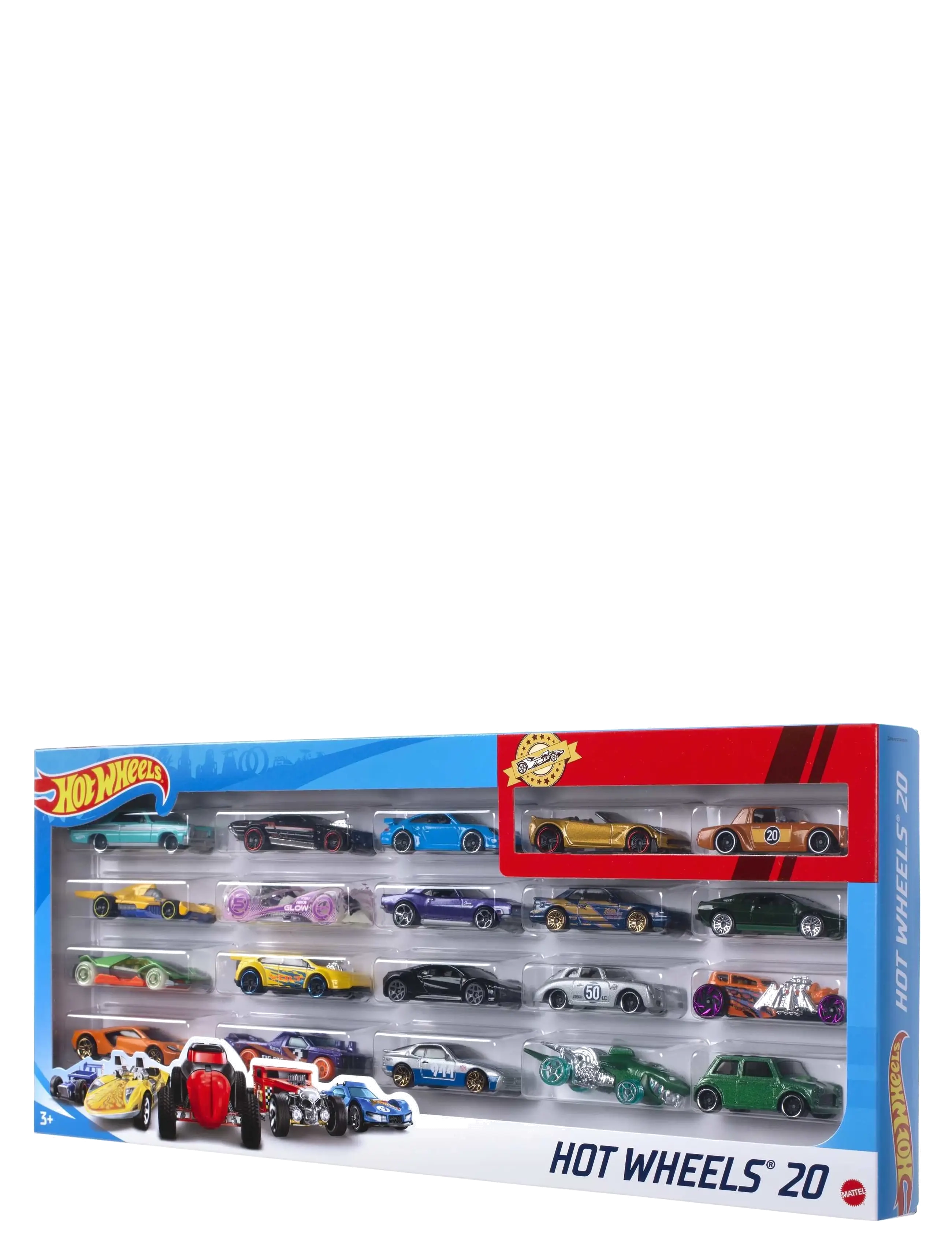 HOT WHEELS 20-Car Pack, 20 1:64 Scale Toy Vehicles For Kinder 3 Years & Older Patterned - One Size - Kinder