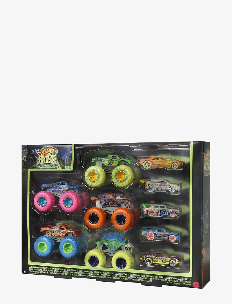 Hot Wheels - Monster Trucks Glow In The Dark Multipack, 10 Toy 1:64 Vehicles: 5 Trucks & 5 Cars - mänguautod - multi color - 2