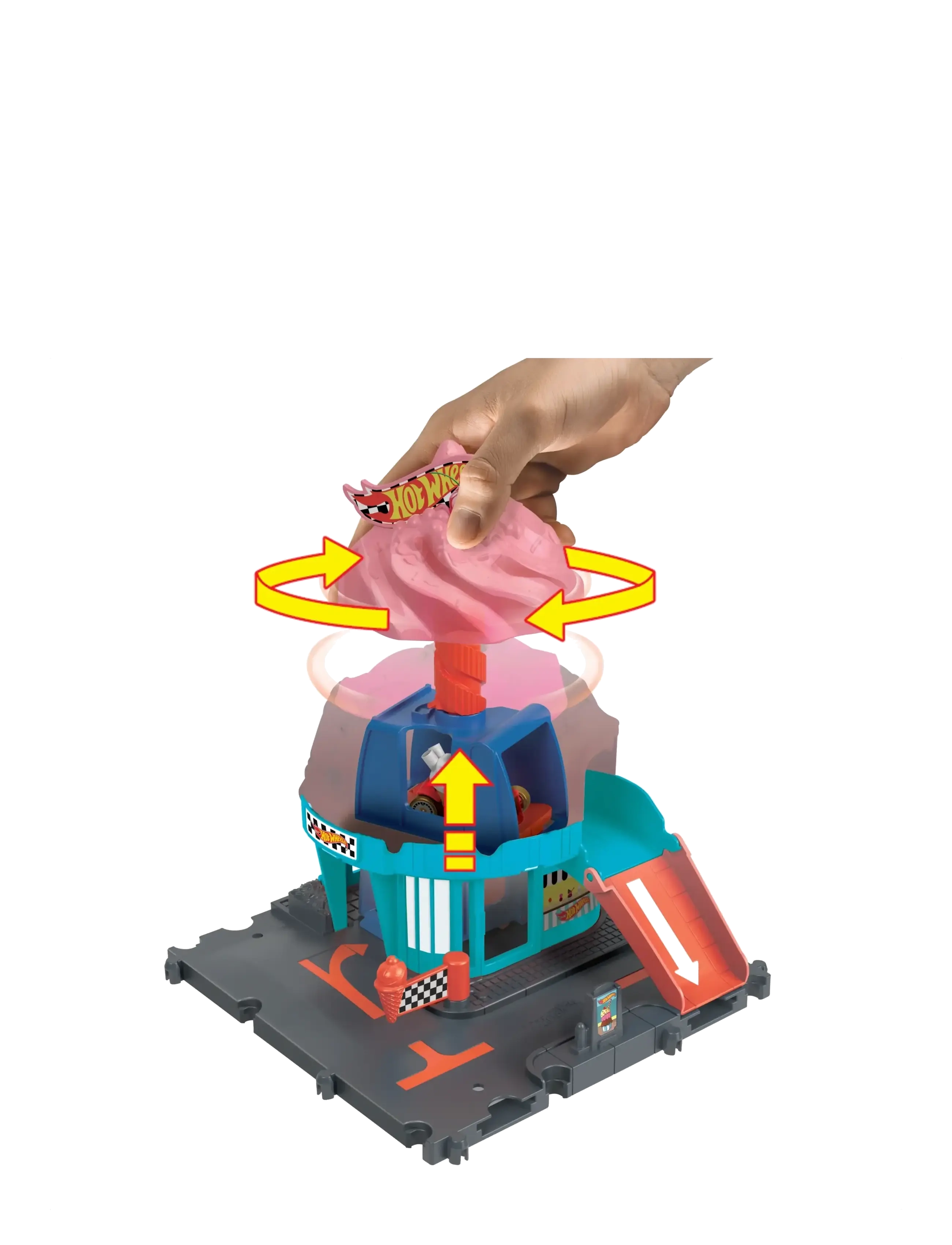 Hot Wheels - City Downtown Ice Cream Swirl Playset from the series “Let’s Race” with 1 Toy Car - ensembles de jeux - multicolor - 3