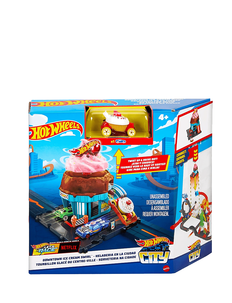 Hot Wheels - City Downtown Ice Cream Swirl Playset from the series “Let’s Race” with 1 Toy Car - spiel-sets - multicolor - 5
