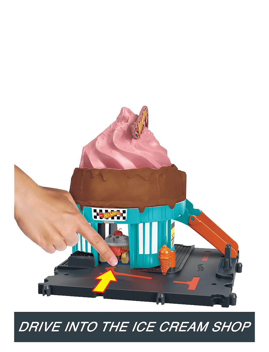 Hot Wheels - City Downtown Ice Cream Swirl Playset from the series “Let’s Race” with 1 Toy Car - spiel-sets - multicolor - 5