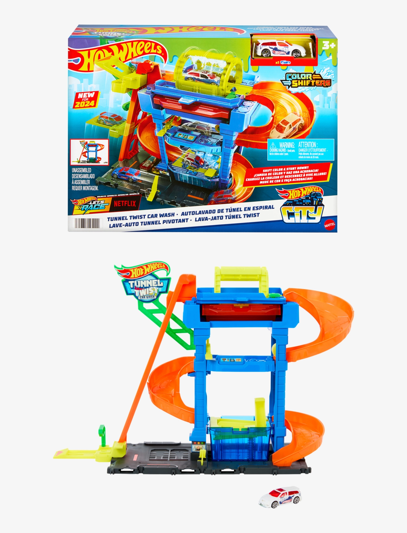 Hot Wheels City Tunnel Twist Car Wash & Color Shifters Vehicle in 1:64 Scale - Leksaksgarage - MULTICOLOR / multi