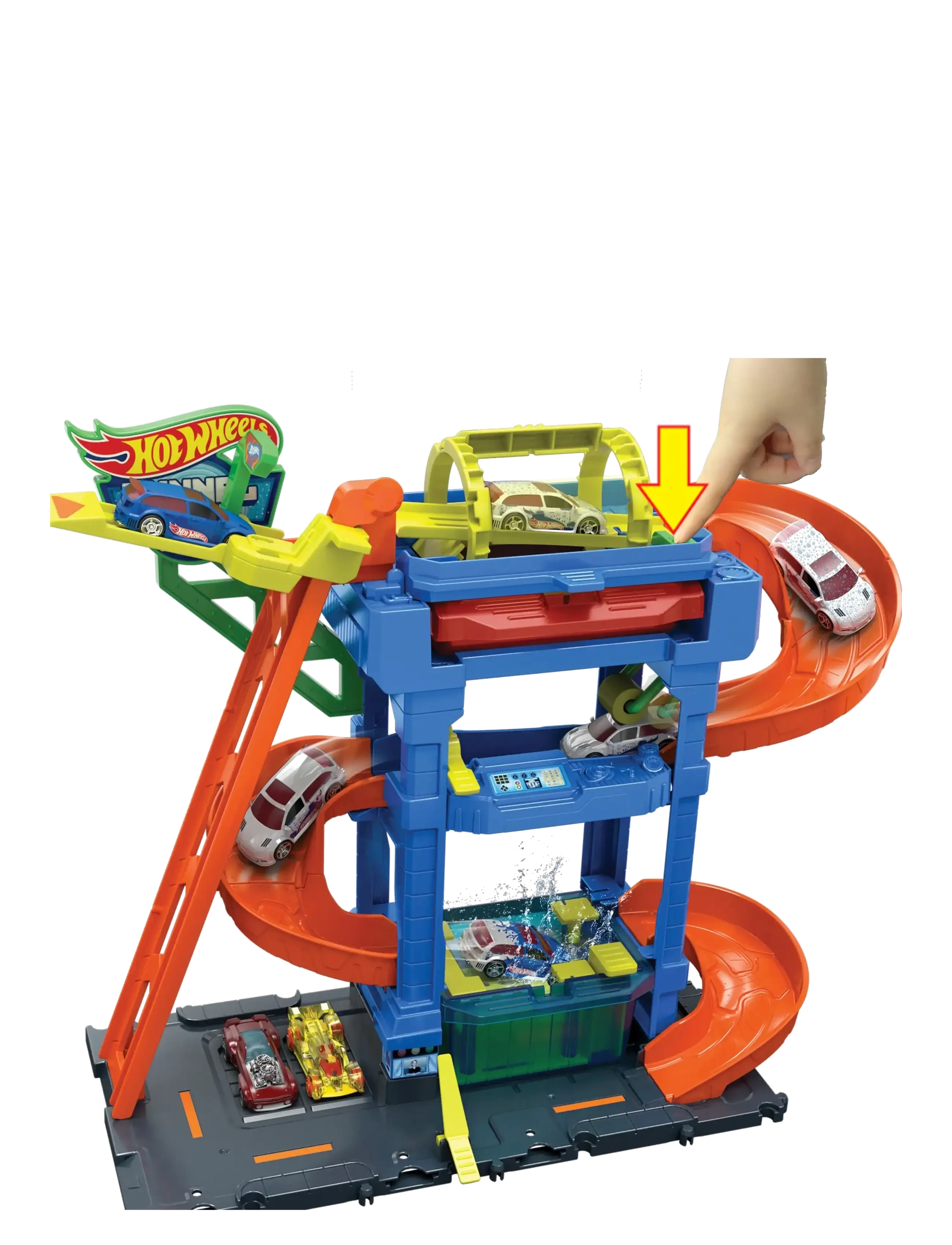 Hot Wheels - City Tunnel Twist Car Wash & Color Shifters Vehicle in 1:64 Scale - legetøjsgarager - multicolor - 3