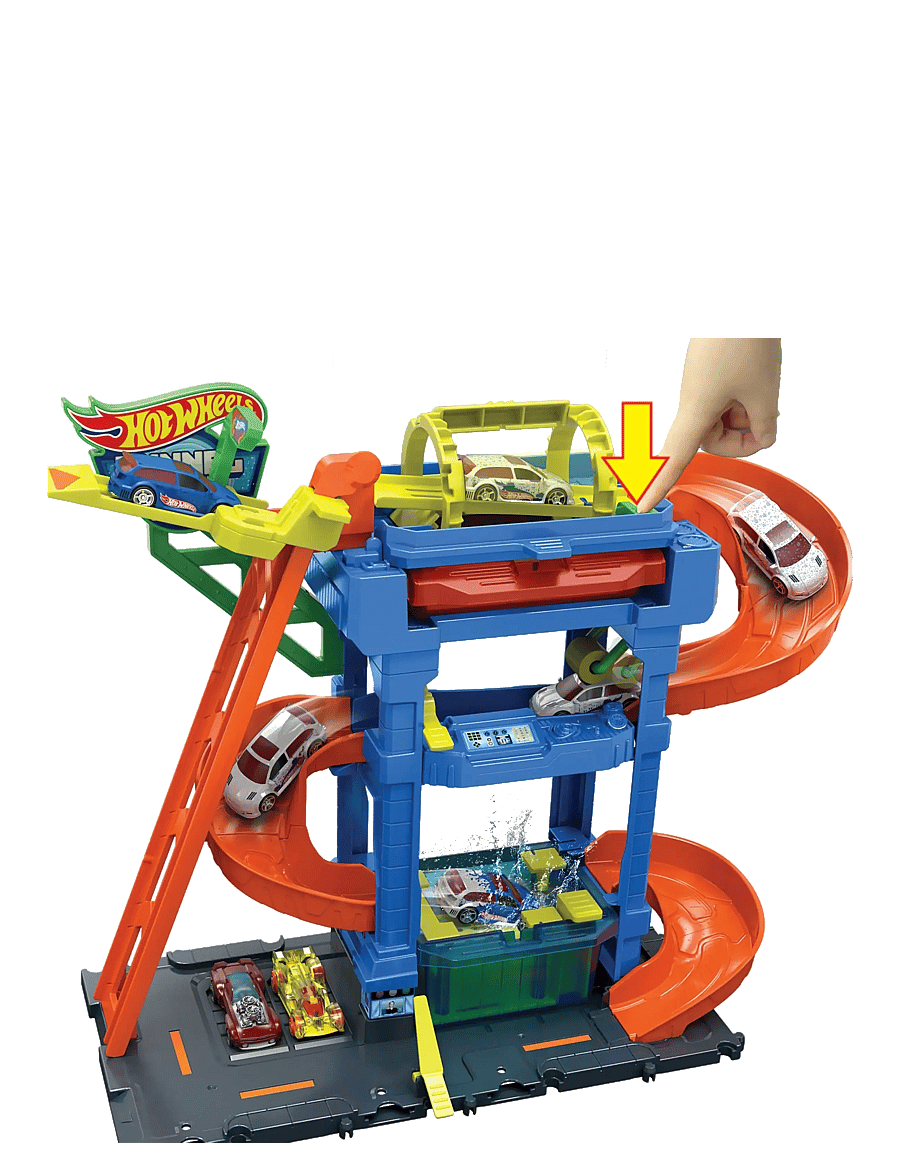 Hot Wheels - City Tunnel Twist Car Wash & Color Shifters Vehicle in 1:64 Scale - sõidukite garaažid - multicolor - 3