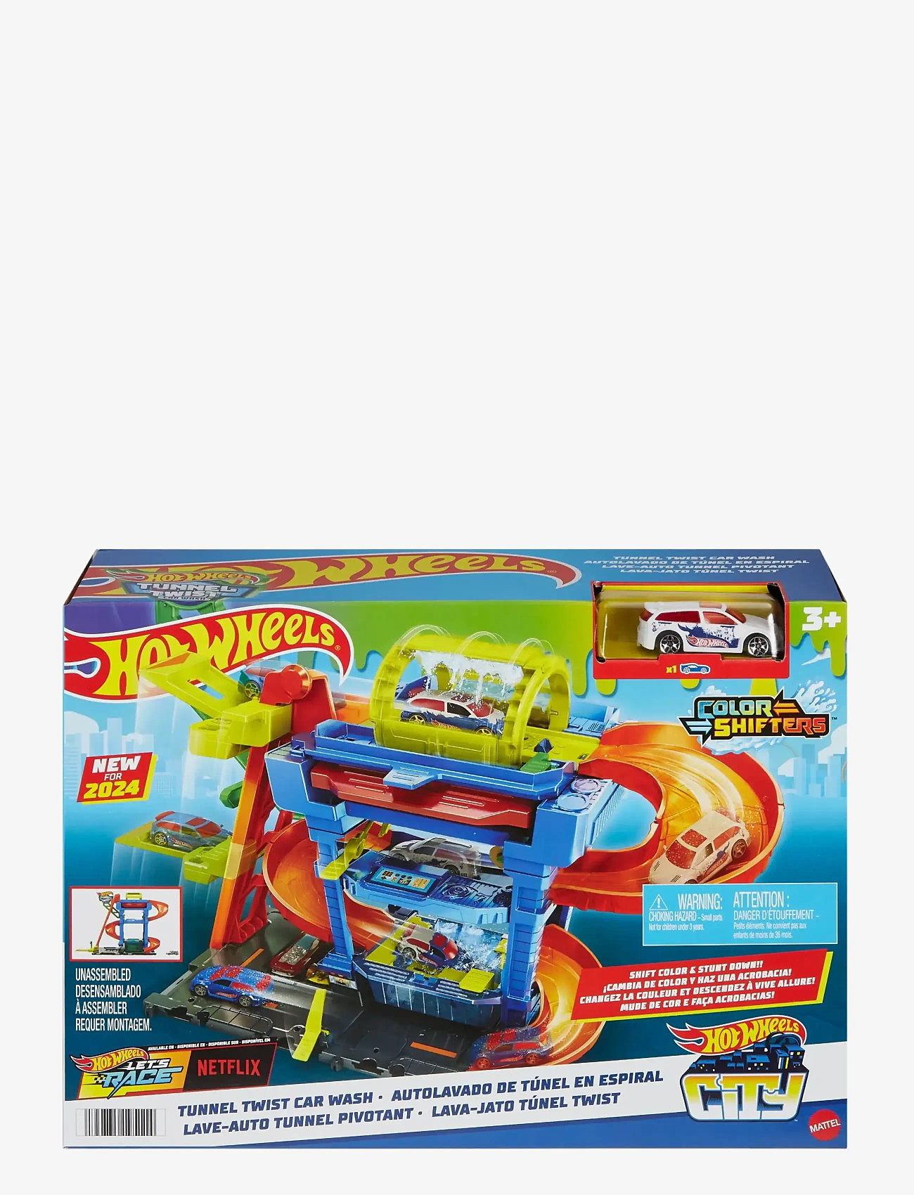 Hot Wheels - City Tunnel Twist Car Wash & Color Shifters Vehicle in 1:64 Scale - legetøjsgarager - multicolor - 4