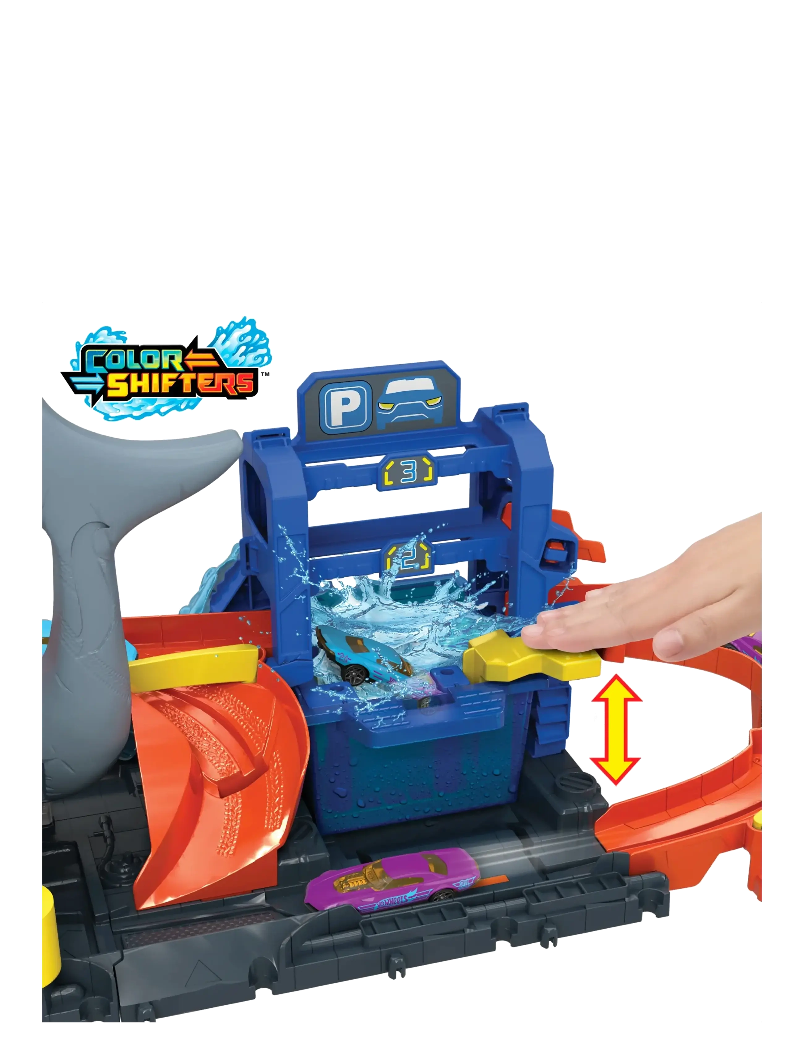Hot Wheels - City Ultra Shark Car Wash with Color Reveal Toy Car Featured in “Let’s Race” - legesæt - multicolor - 5