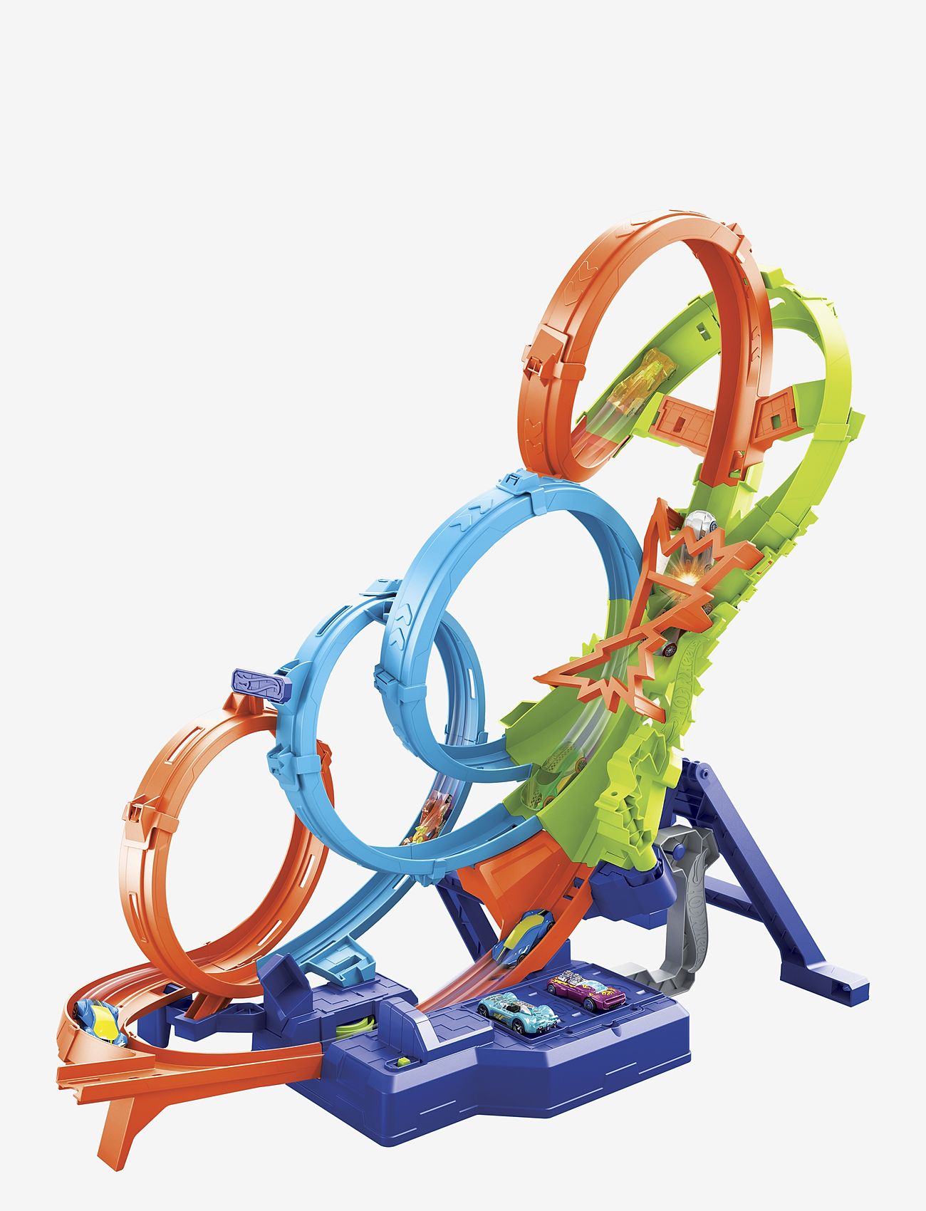 Hot Wheels - Action 4-Loop Crash Out Track Set with Motorized Booster & 1:64 Scale Toy Car - multicolor - 0