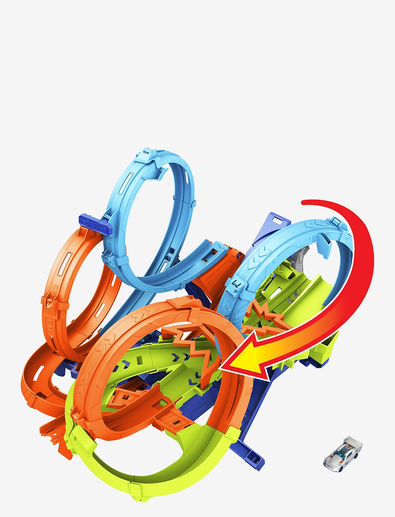Hot Wheels - Action 4-Loop Crash Out Track Set with Motorized Booster & 1:64 Scale Toy Car - multicolor - 2