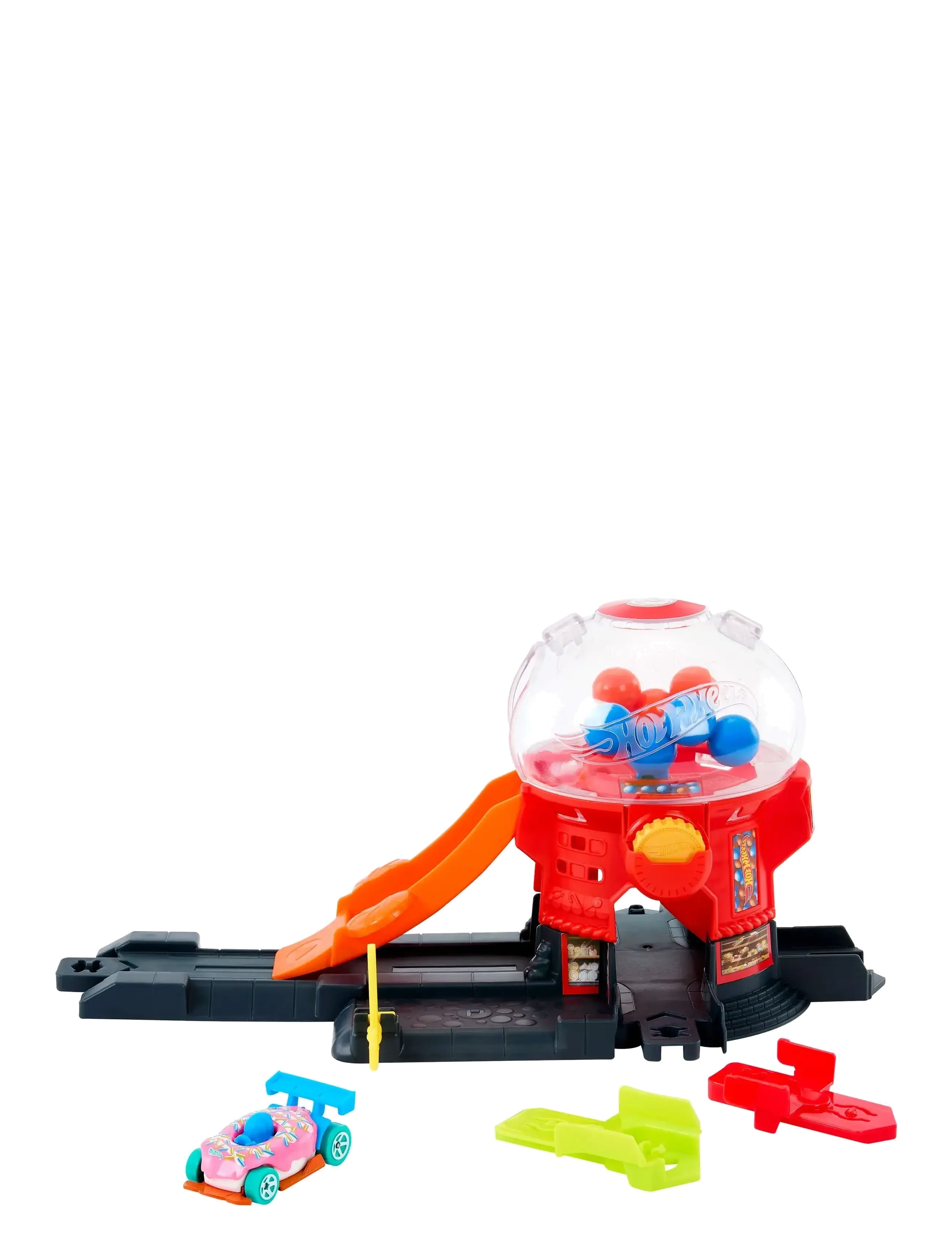 City Downtown Candy Shop Playset & 1:64 Scale Die-Cast Toy Car, Speed Snap Track - MULTI COLOR