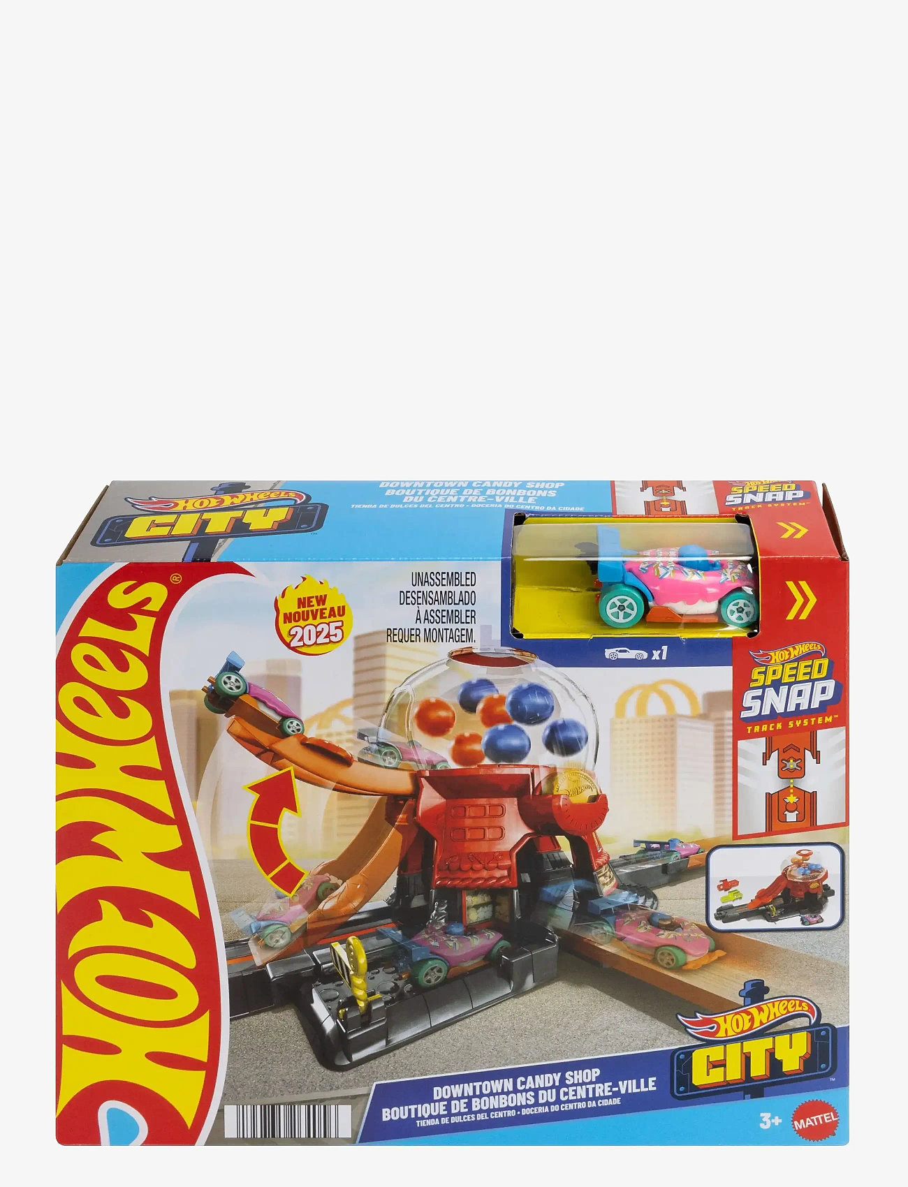 Hot Wheels - City Downtown Candy Shop Playset & 1:64 Scale Die-Cast Toy Car, Speed Snap Track - kugelbahnen - multi color - 2
