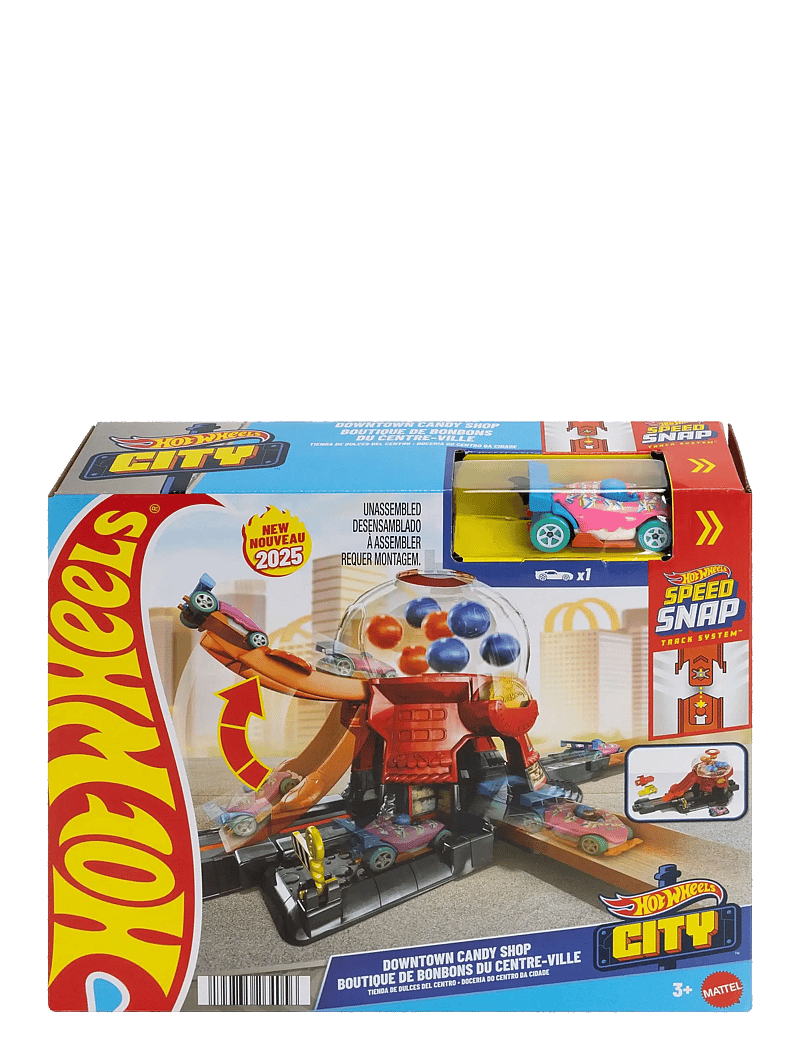Hot Wheels - City Downtown Candy Shop Playset & 1:64 Scale Die-Cast Toy Car, Speed Snap Track - kugelbahnen - multi color - 2