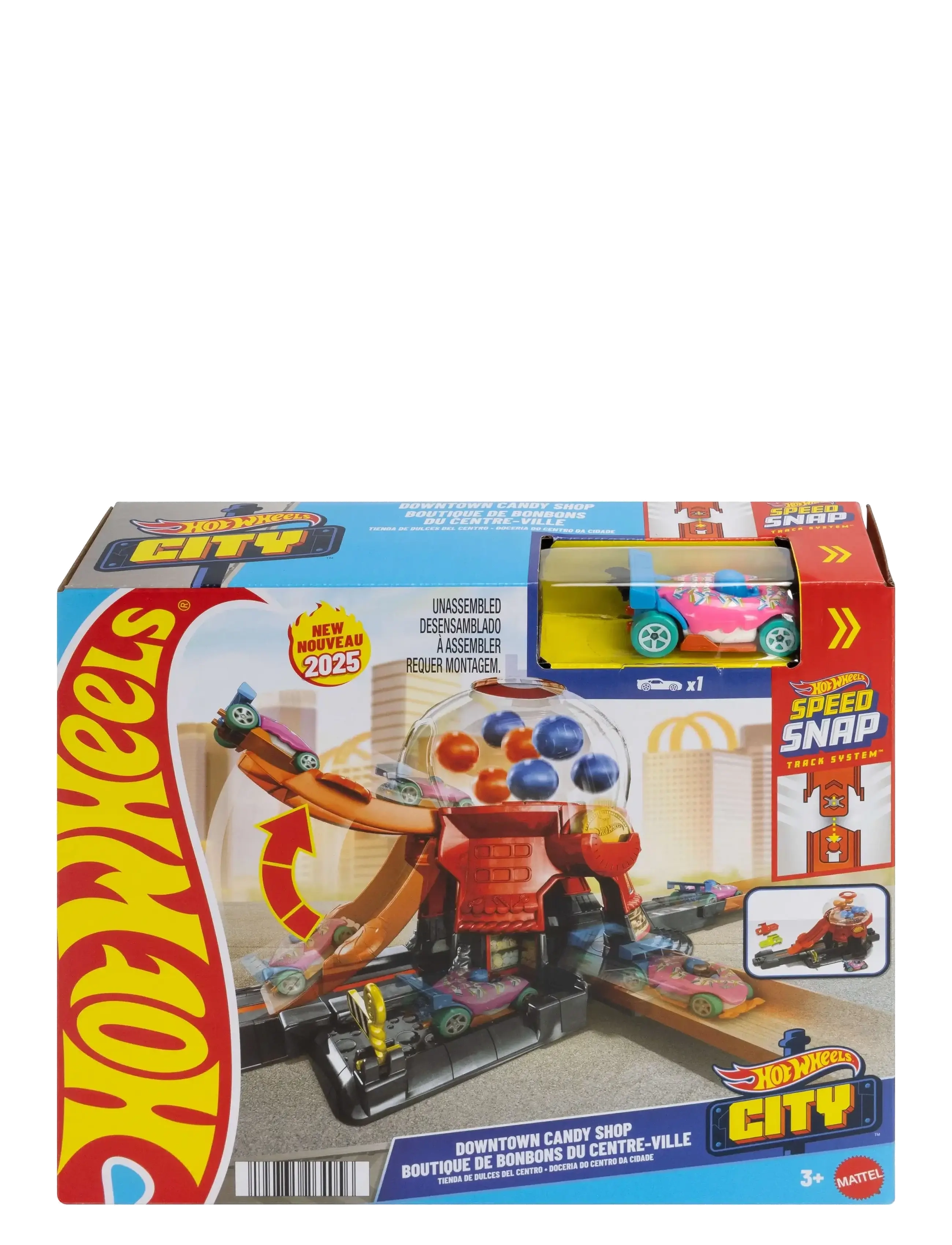 Hot Wheels - City Downtown Candy Shop Playset & 1:64 Scale Die-Cast Toy Car, Speed Snap Track - die niedrigsten preise - multi color - 1