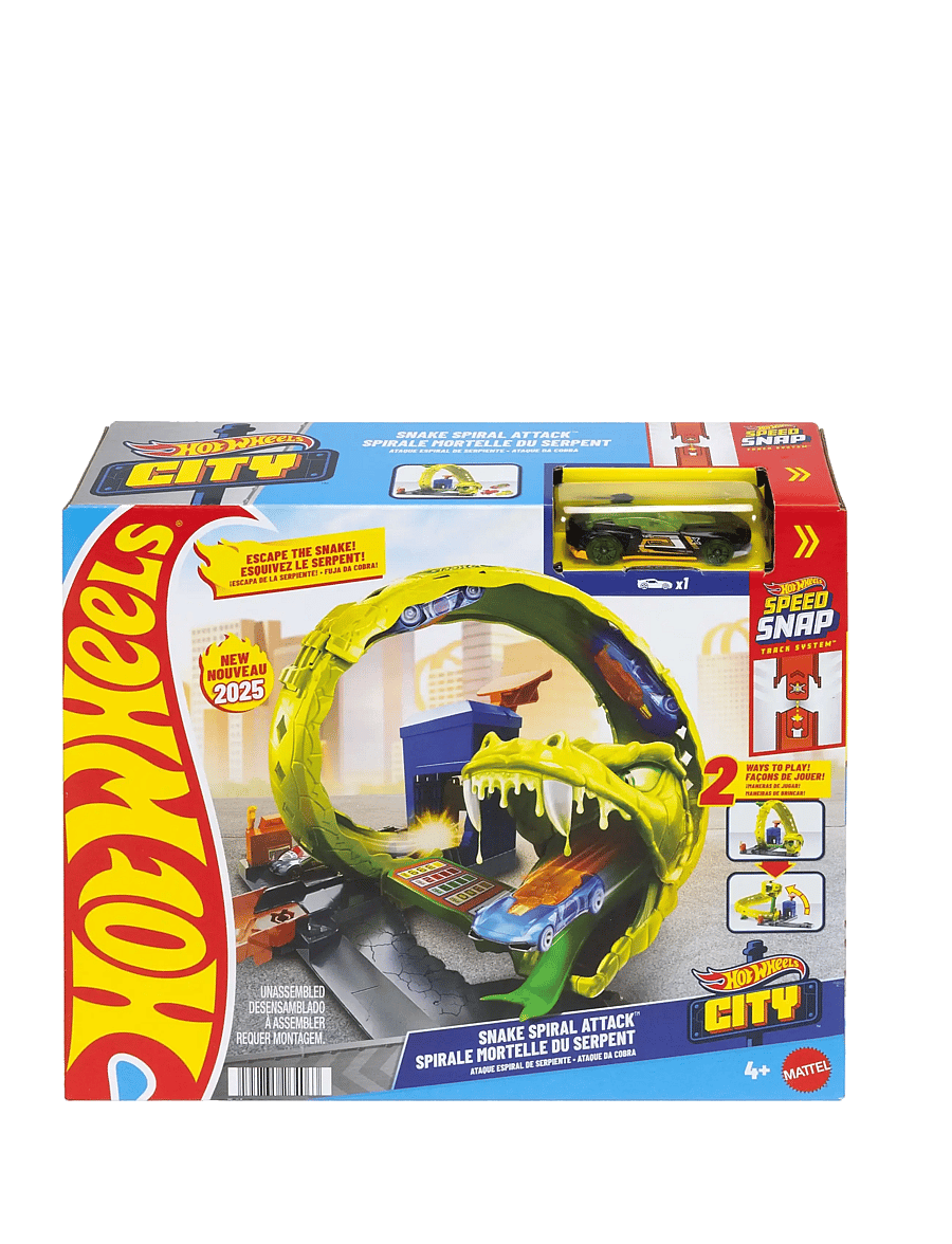 Hot Wheels - City Snake Spiral Attack Playset with 1:64 Scale Die-Cast Toy Car & Speed Snap Track - rennbahnen - multi color - 3
