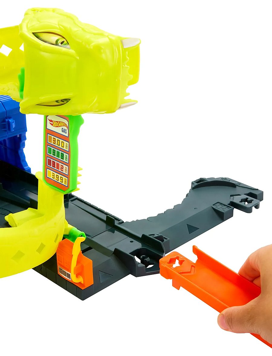 Hot Wheels - City Snake Spiral Attack Playset with 1:64 Scale Die-Cast Toy Car & Speed Snap Track - rennbahnen - multi color - 4