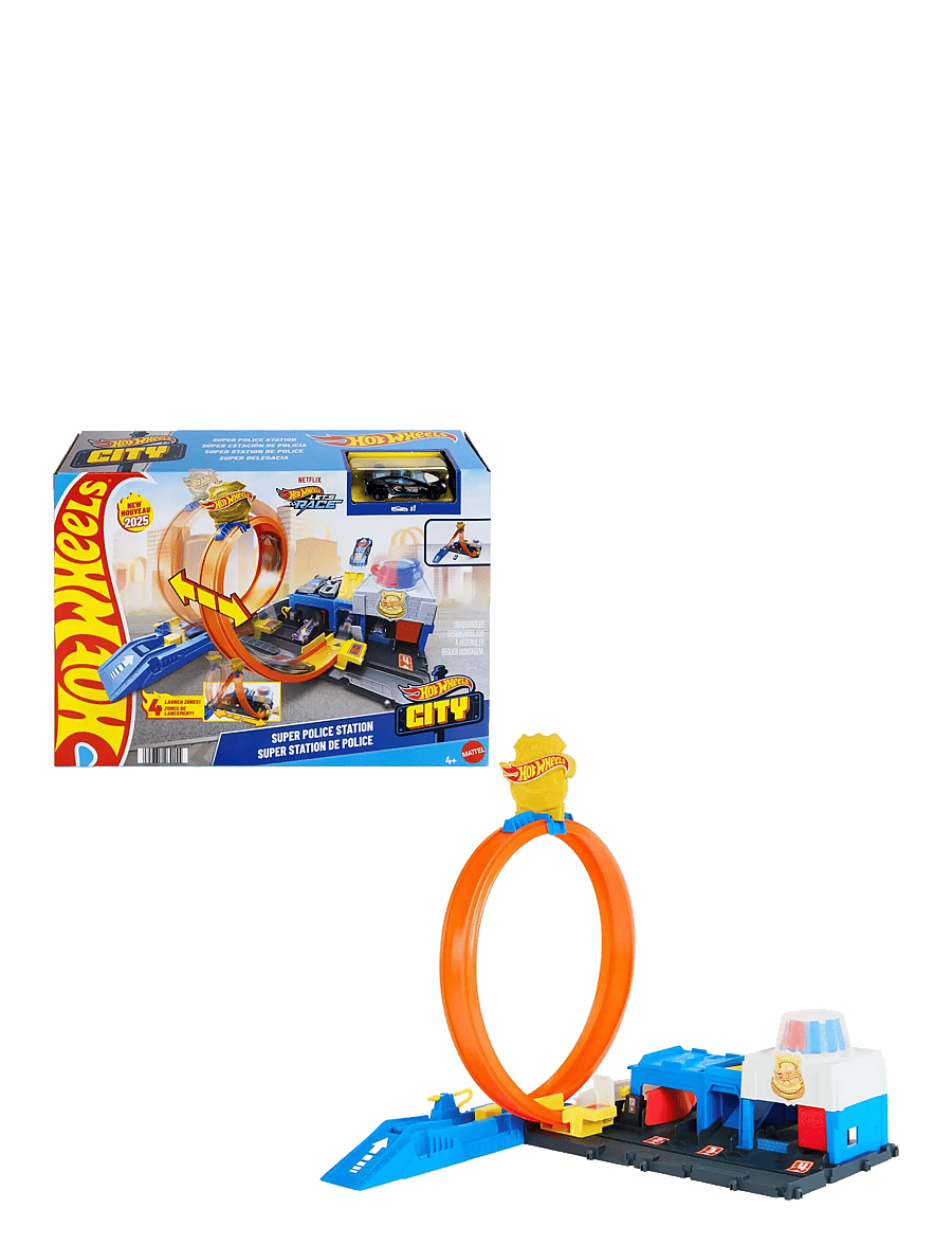 Hot Wheels - City Super Police Station Playset with 1:64 Scale Police Toy Car & Adjustable Track Loop - võistlusrajad - multi color - 1