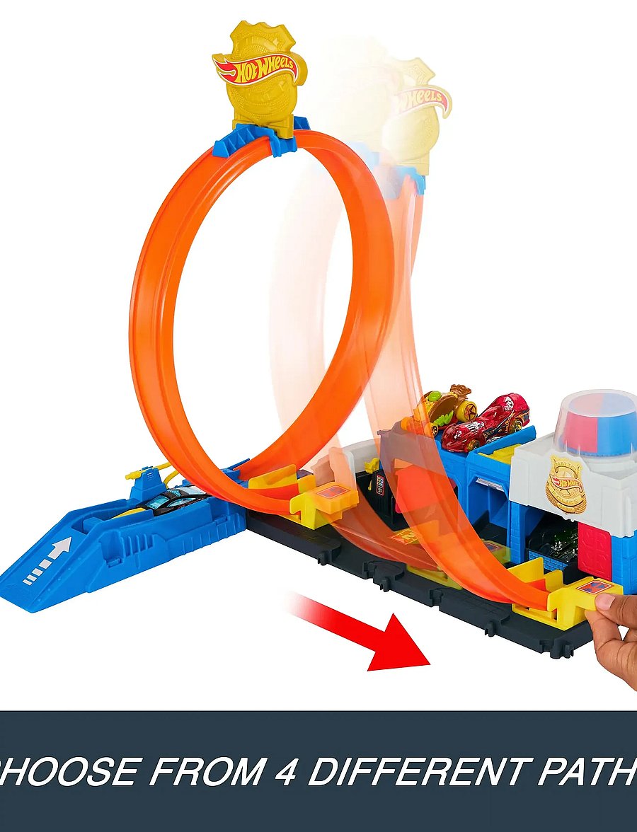 Hot Wheels - City Super Police Station Playset with 1:64 Scale Police Toy Car & Adjustable Track Loop - võistlusrajad - multi color - 0
