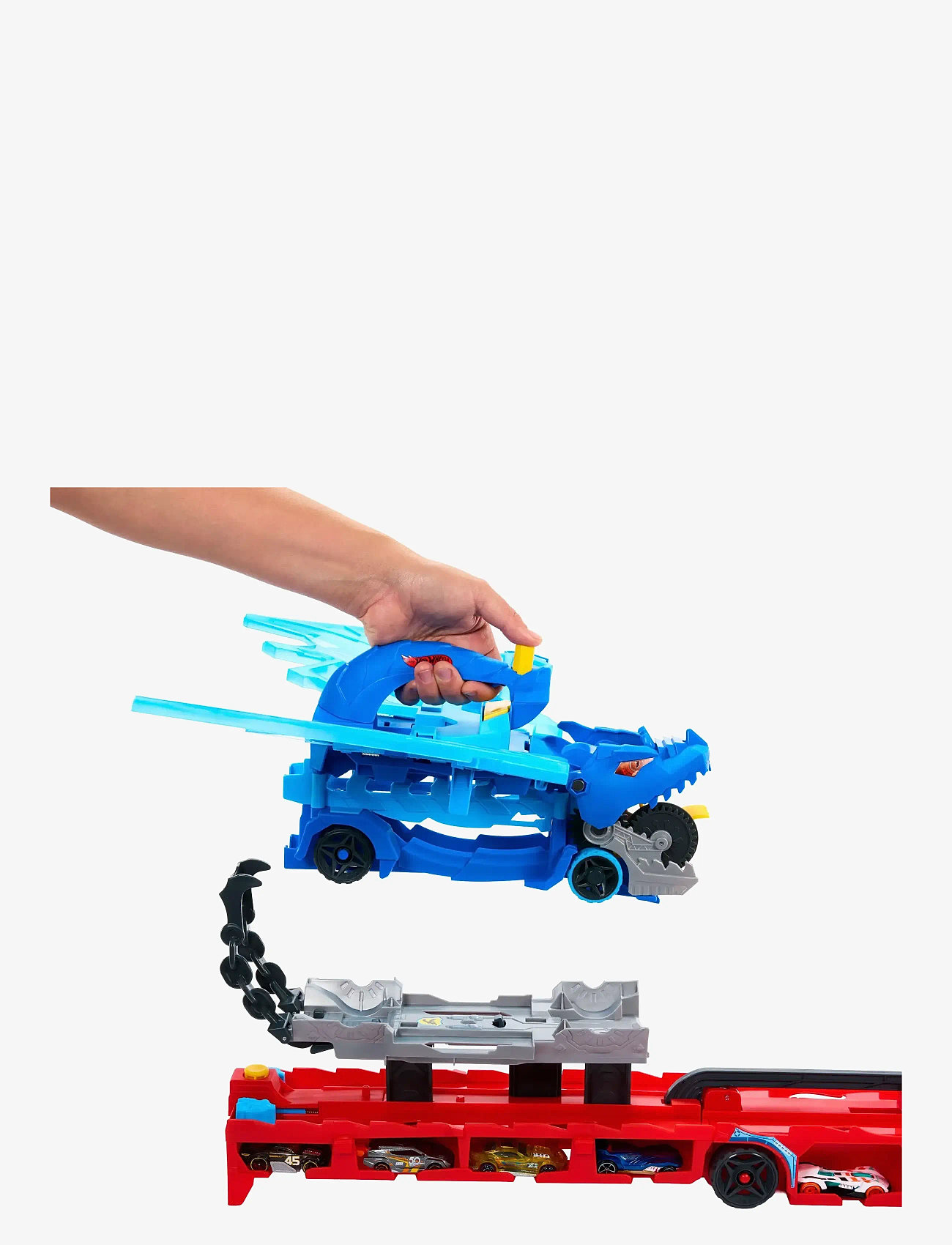 Hot Wheels - City Ultimate Dual Dragon Transporter & 2 1:64 Scale Toy Cars - toy cars - multi color - 3