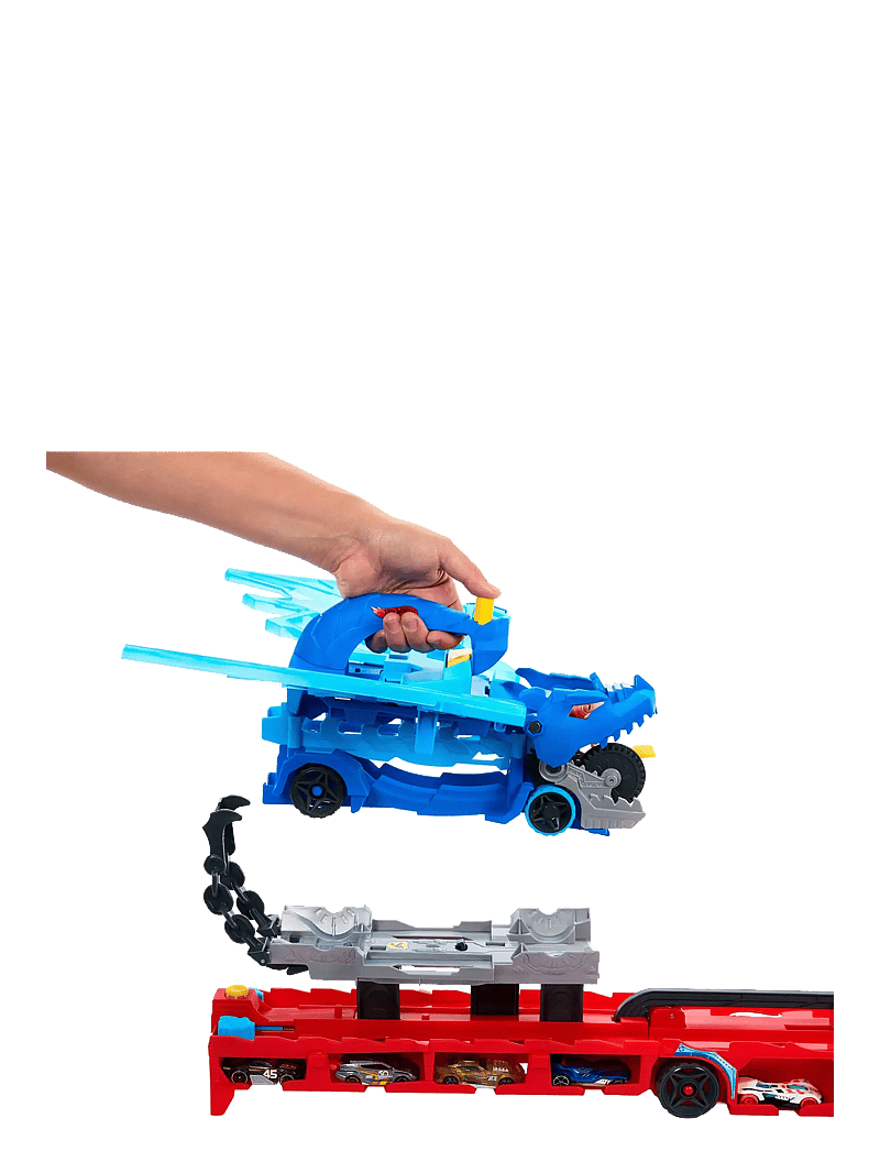 Hot Wheels - City Ultimate Dual Dragon Transporter & 2 1:64 Scale Toy Cars - spielzeugautos - multi color - 3