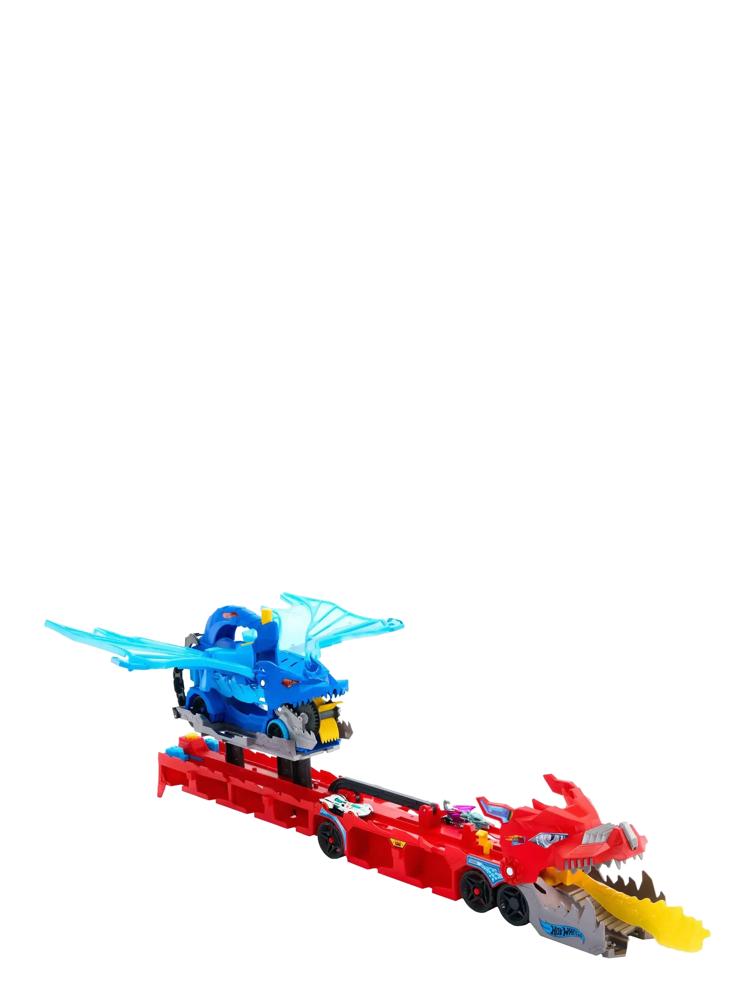 Hot Wheels - City Ultimate Dual Dragon Transporter & 2 1:64 Scale Toy Cars - legetøjsbiler - multi color - 5