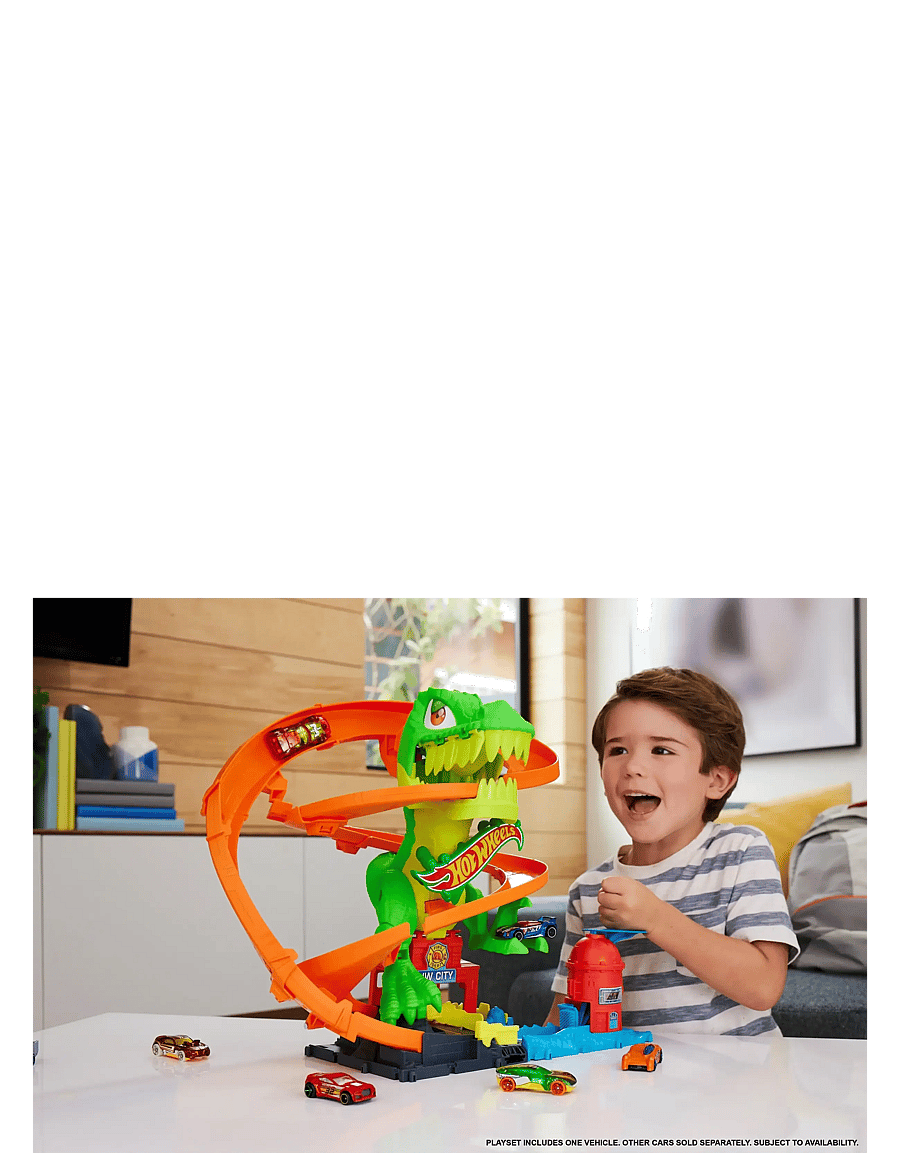 Hot Wheels - City T-Rex Blaze Battle Playset & 1:64 Scale Die-Cast Car, Dinosaur Nemesis - spiel-sets - multi color - 0