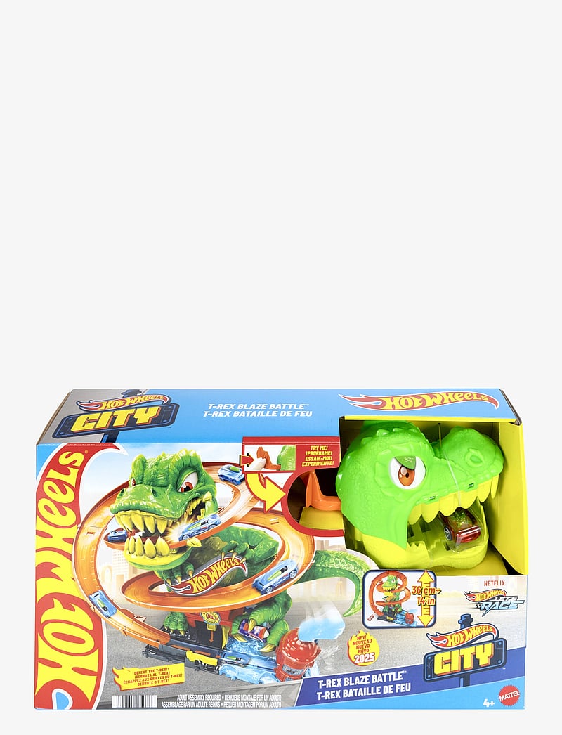 Hot Wheels - City T-Rex Blaze Battle Playset & 1:64 Scale Die-Cast Car, Dinosaur Nemesis - leikfangasett - multi color - 5