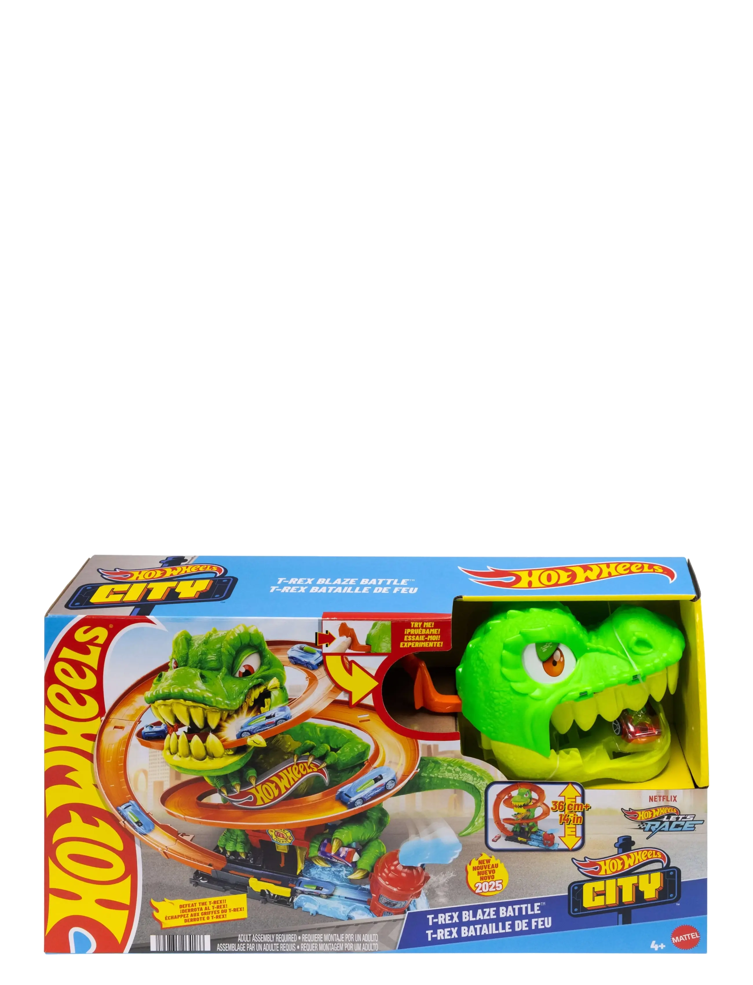 Hot Wheels - City T-Rex Blaze Battle Playset & 1:64 Scale Die-Cast Car, Dinosaur Nemesis - spiel-sets - multi color - 5