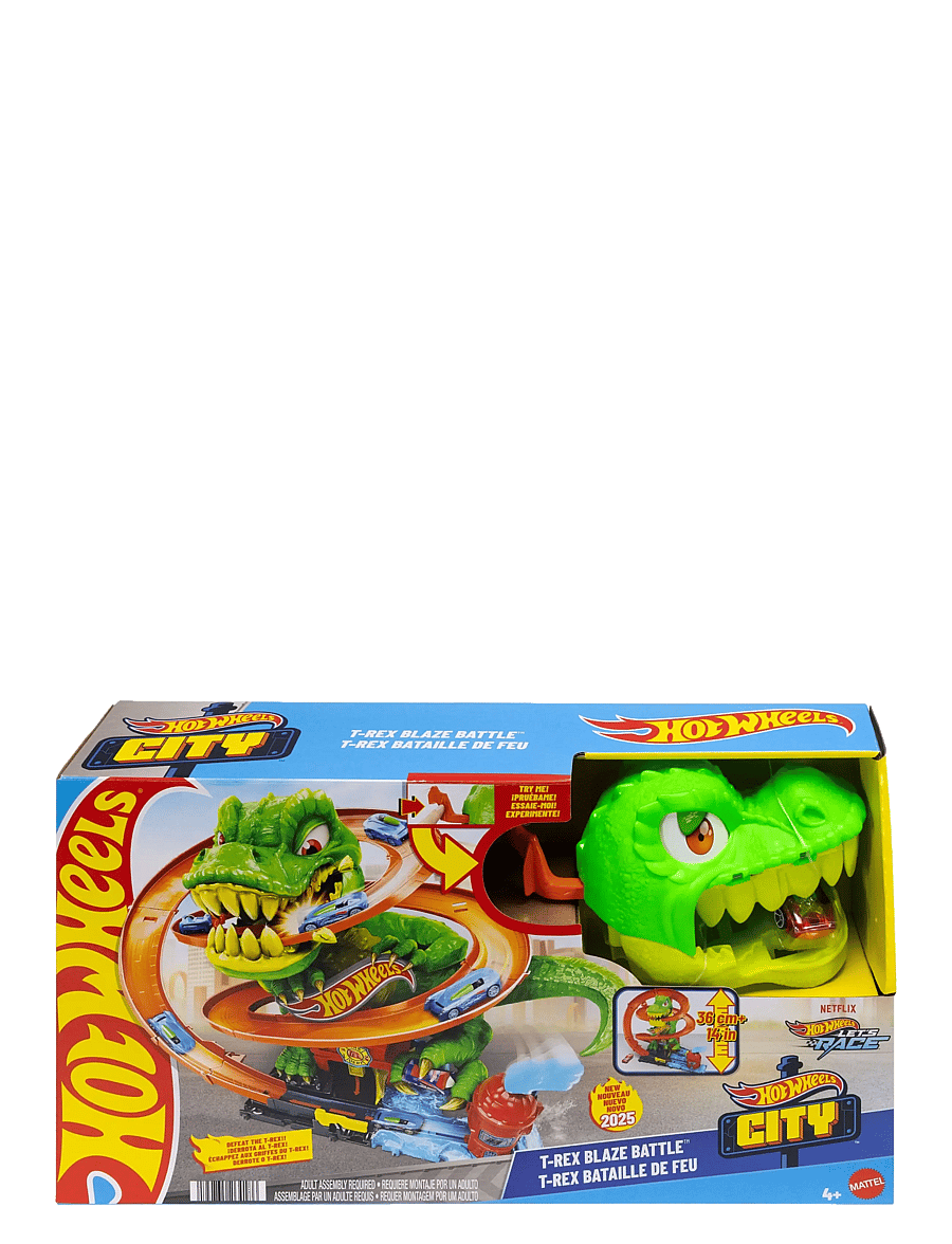 Hot Wheels - City T-Rex Blaze Battle Playset & 1:64 Scale Die-Cast Car, Dinosaur Nemesis - spiel-sets - multi color - 5