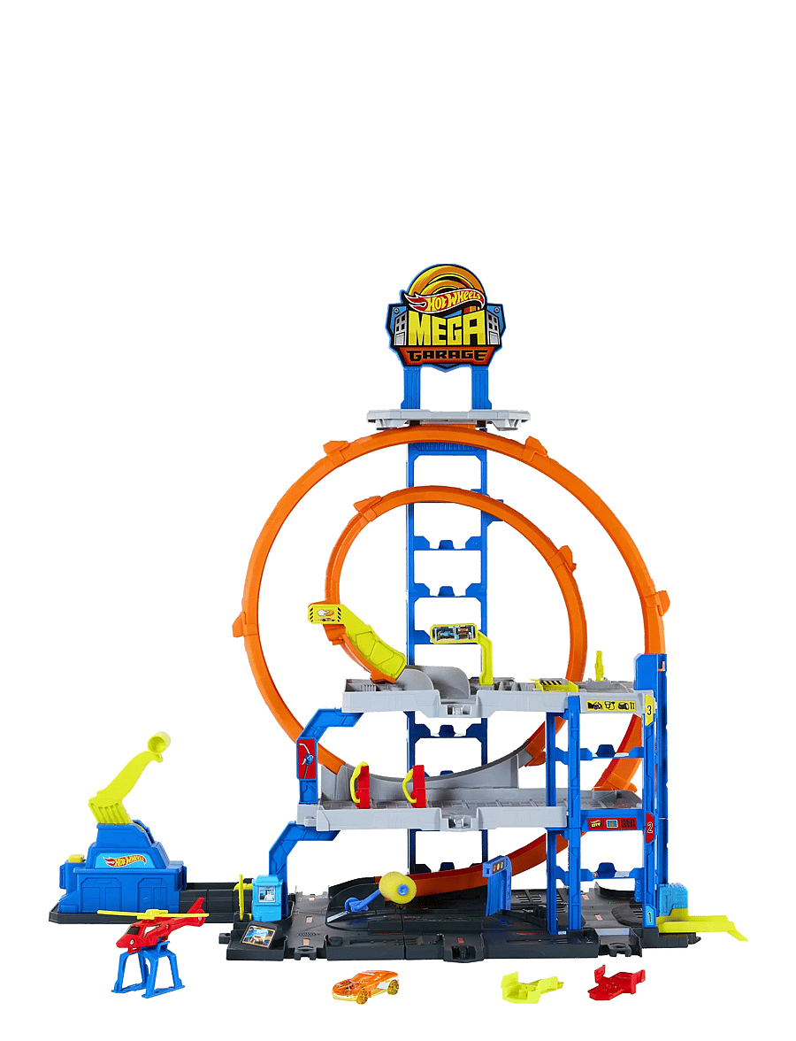 Hot Wheels - City Mega Loop Garage Playset with 1 Die-Cast Toy Car & 1 Toy Helicopter in 1:64 Scale - spiel-sets - multi color - 1