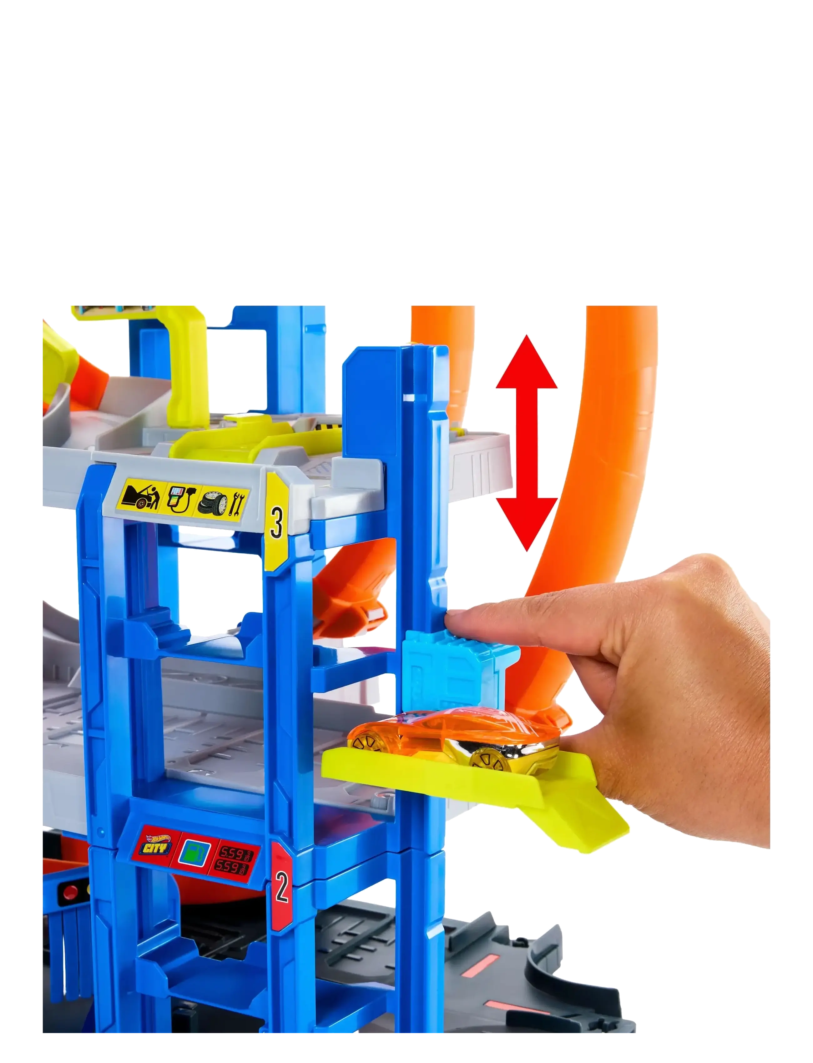 Hot Wheels - City Mega Loop Garage Playset with 1 Die-Cast Toy Car & 1 Toy Helicopter in 1:64 Scale - bilbanor - multi color - 2
