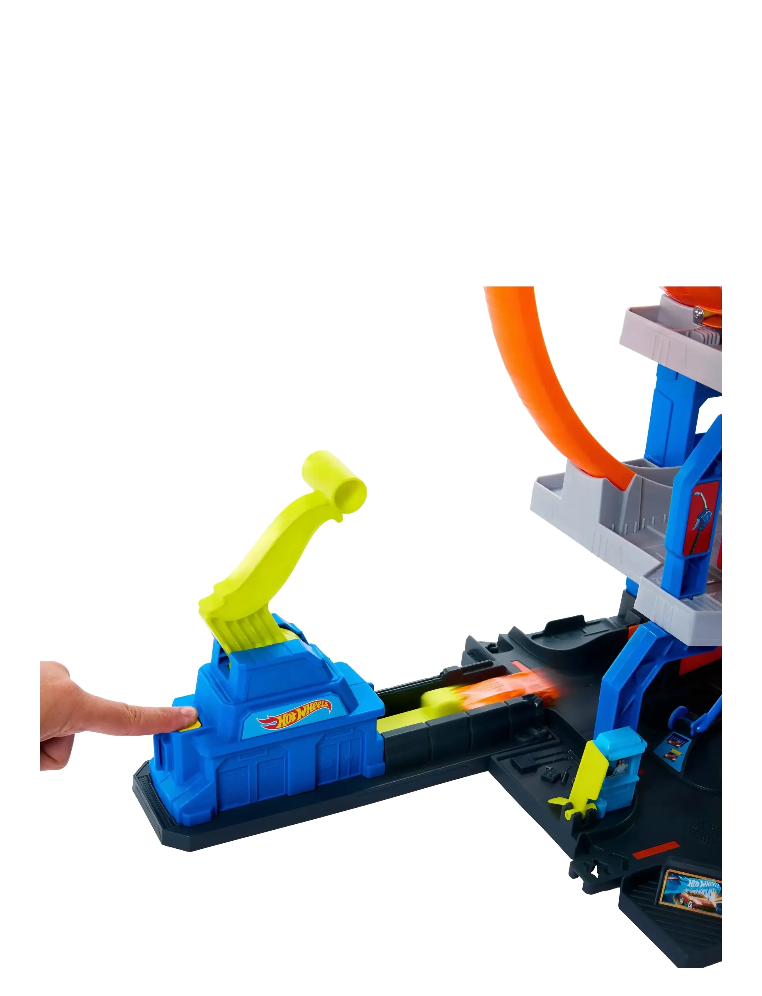 Hot Wheels - City Mega Loop Garage Playset with 1 Die-Cast Toy Car & 1 Toy Helicopter in 1:64 Scale - bilbanor - multi color - 3