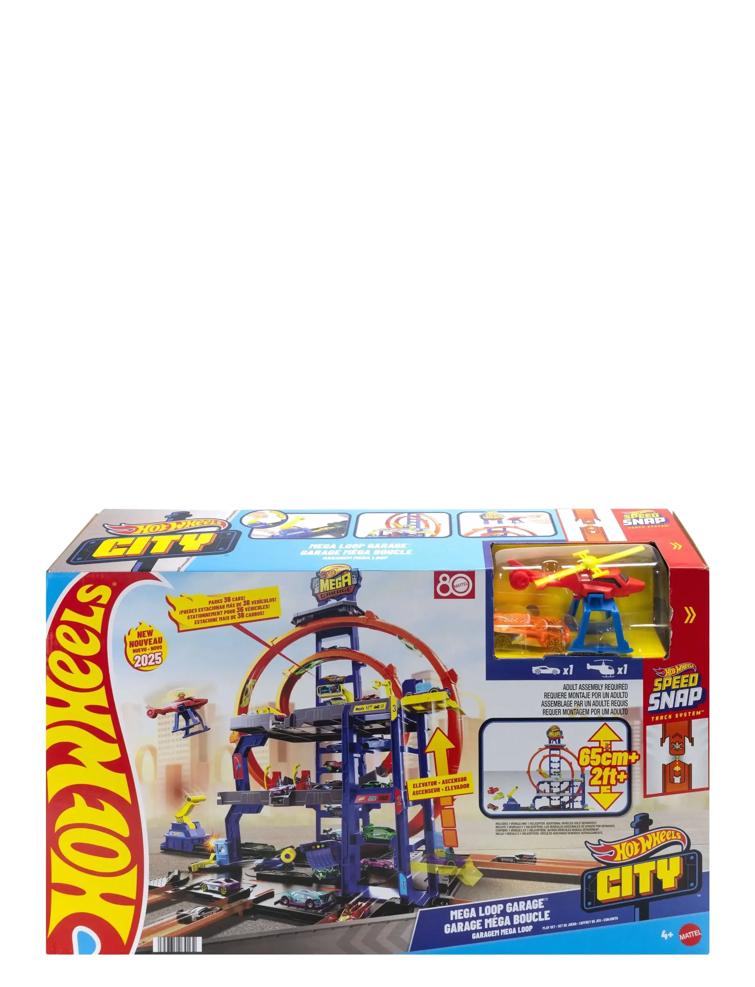 Hot Wheels - City Mega Loop Garage Playset with 1 Die-Cast Toy Car & 1 Toy Helicopter in 1:64 Scale - bilbanor - multi color - 5