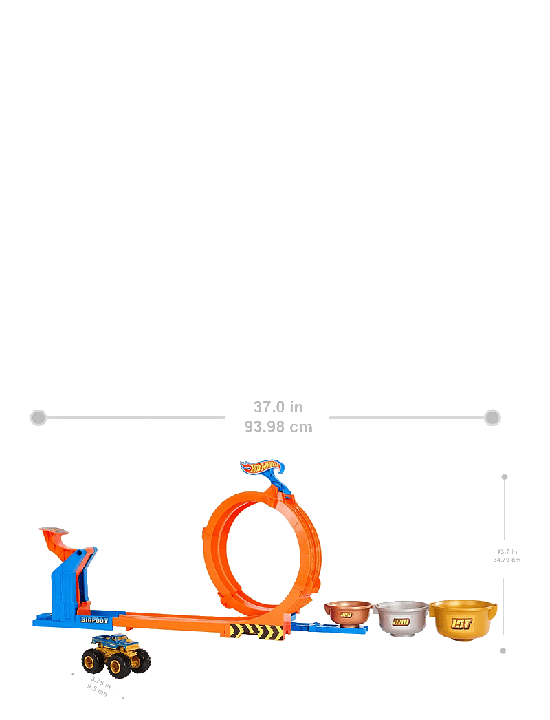 Hot Wheels - Monster Trucks Loop-And-Flip Trophy Challenge Playset & Die-Cast Bigfoot Toy Truck - keppnisbrautir - multi color - 3