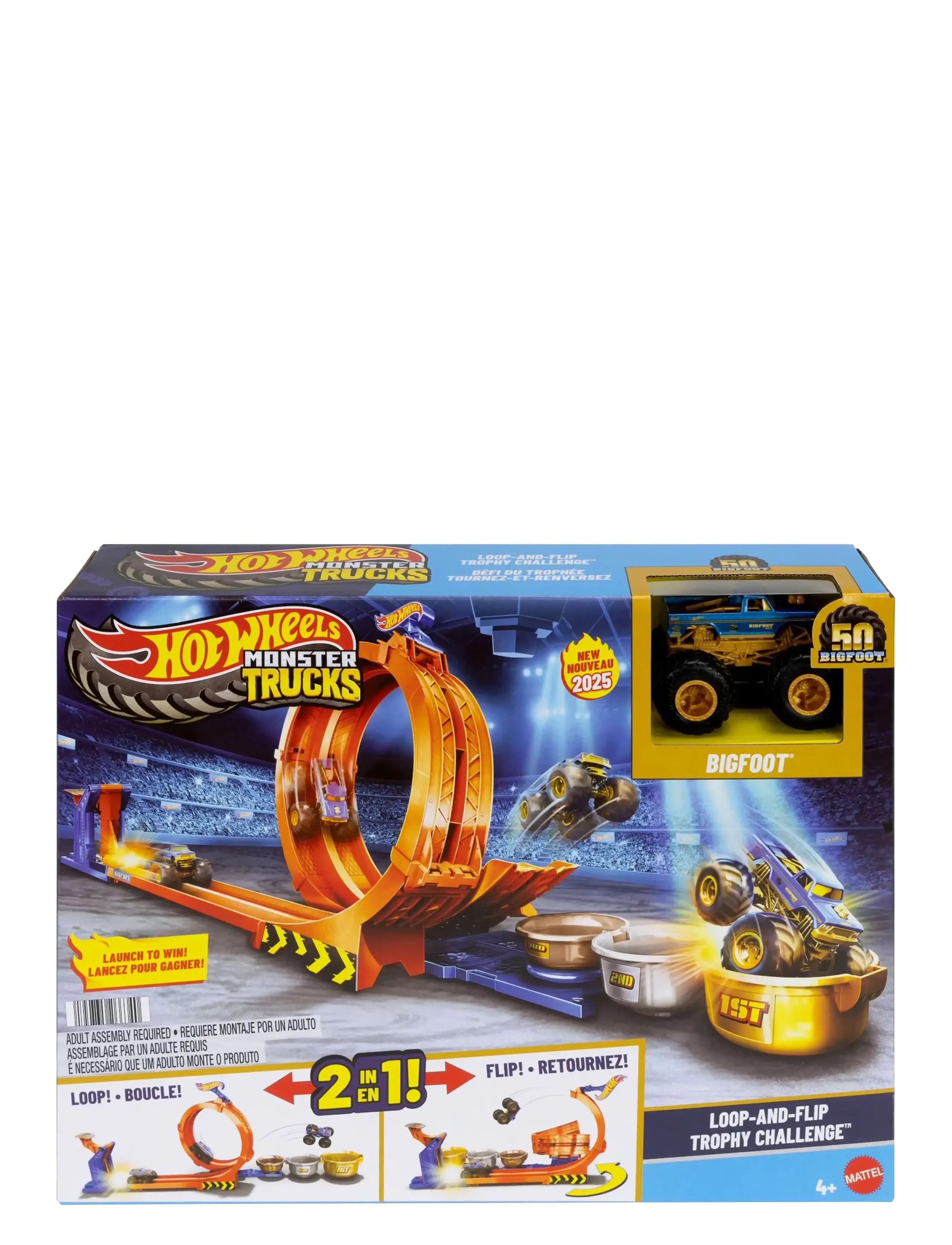 Hot Wheels - Monster Trucks Loop-And-Flip Trophy Challenge Playset & Die-Cast Bigfoot Toy Truck - rennbahnen - multi color - 4