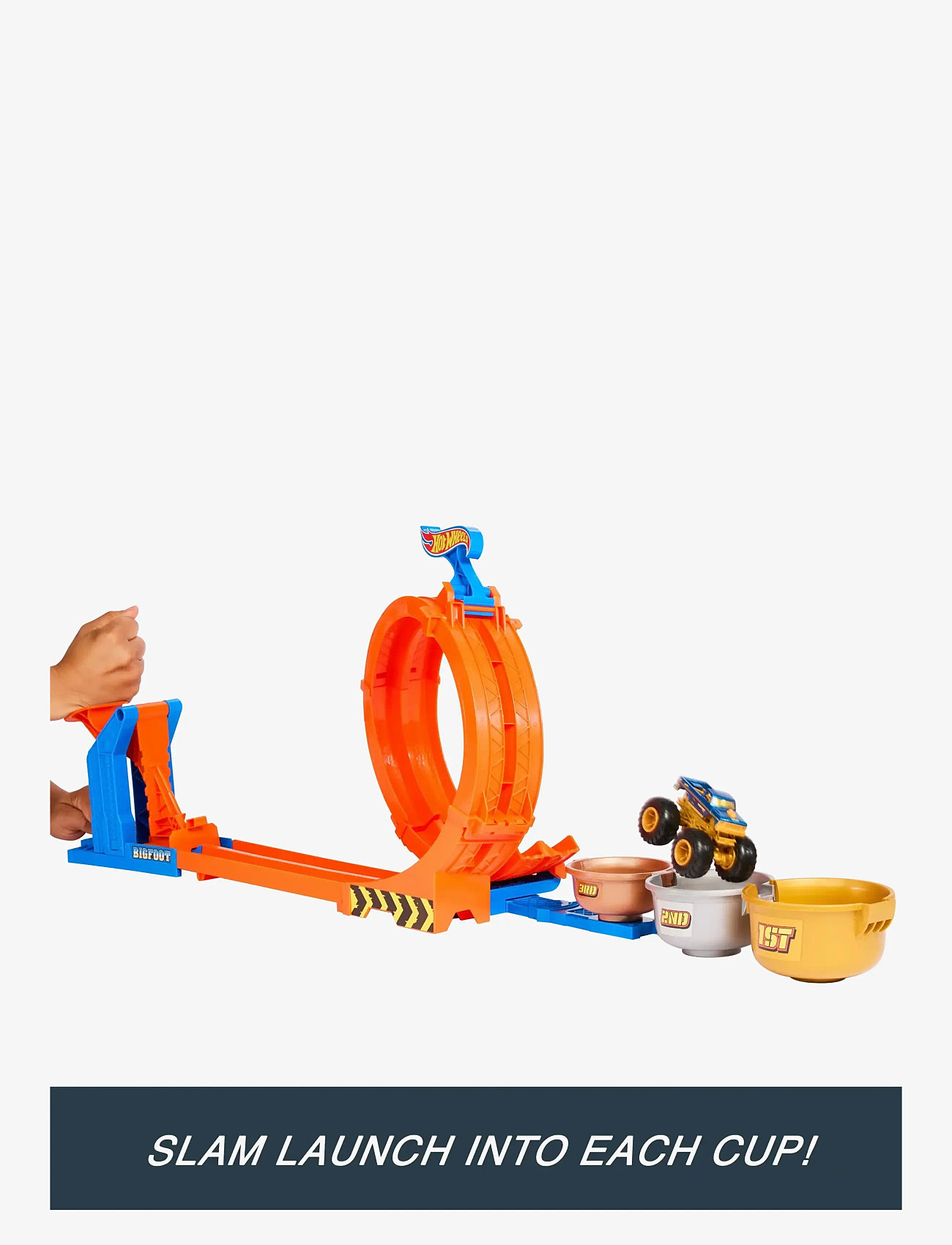 Hot Wheels - Monster Trucks Loop-And-Flip Trophy Challenge Playset & Die-Cast Bigfoot Toy Truck - keppnisbrautir - multi color - 5