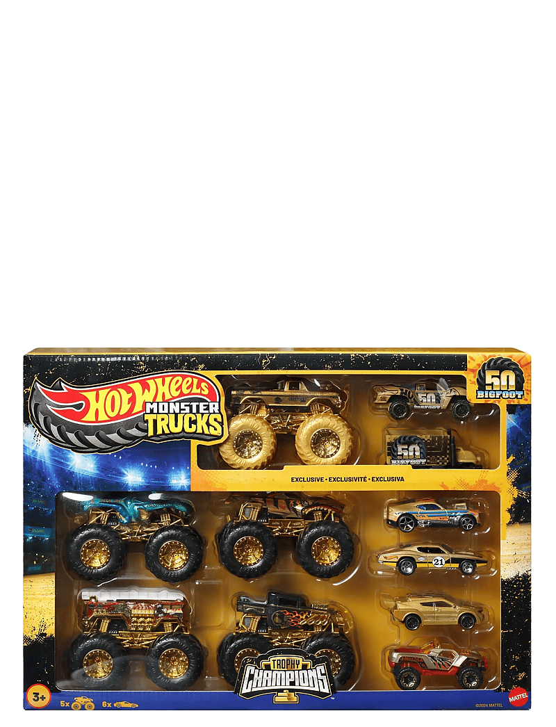Hot Wheels - Monster Trucks Trophy Champions Collection, 5 1:64 Scale Toy Trucks & 6 Die-Cast Cars - spielzeugautos - multi color - 0