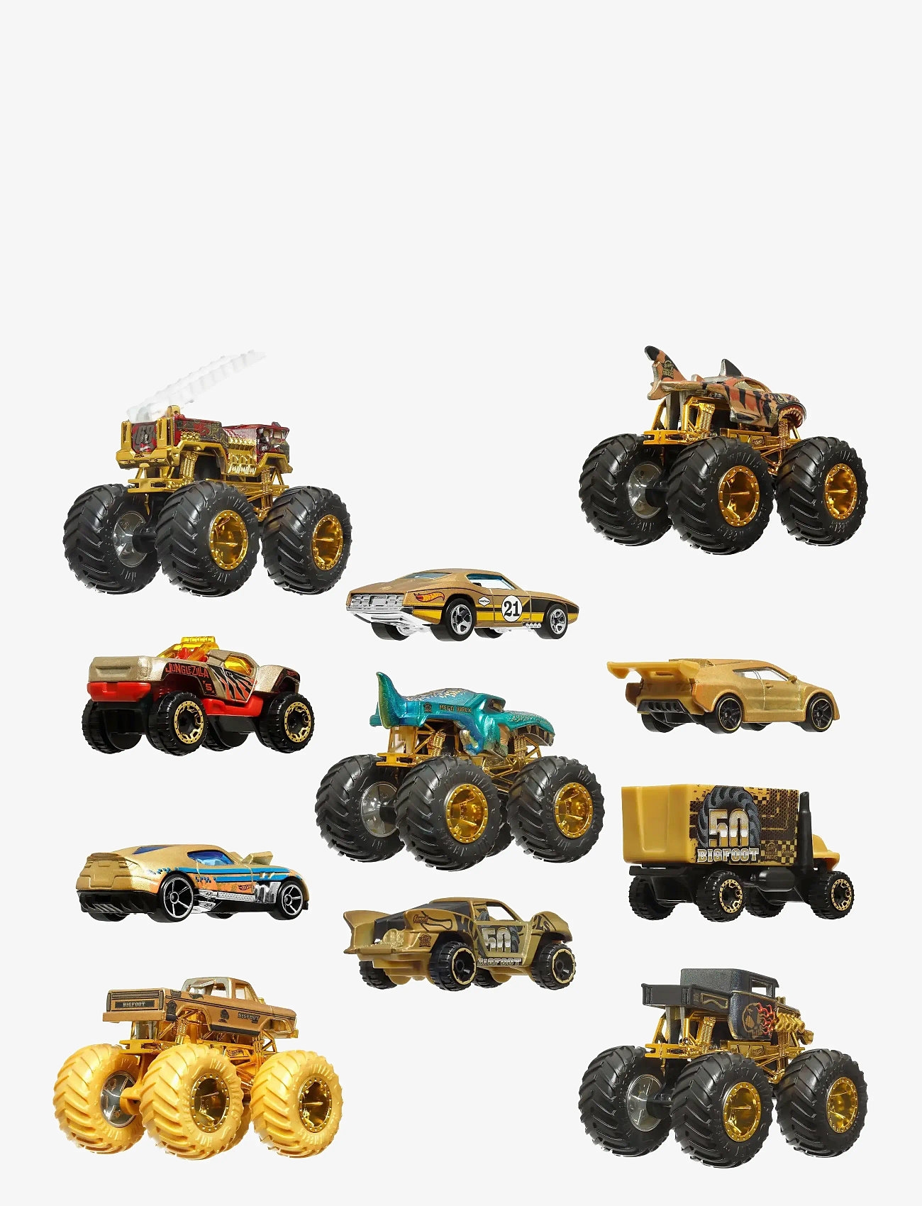 Hot Wheels - Monster Trucks Trophy Champions Collection, 5 1:64 Scale Toy Trucks & 6 Die-Cast Cars - leksaksbilar - multi color - 2