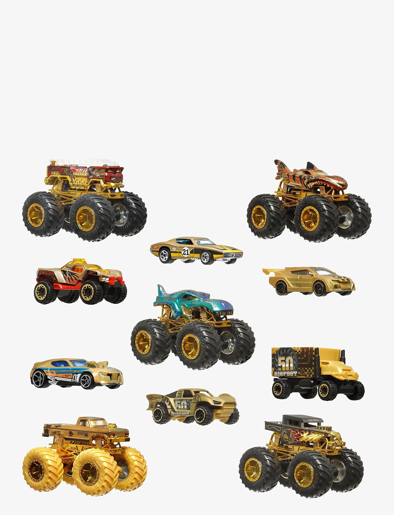 Hot Wheels - Monster Trucks Trophy Champions Collection, 5 1:64 Scale Toy Trucks & 6 Die-Cast Cars - leksaksbilar - multi color - 3