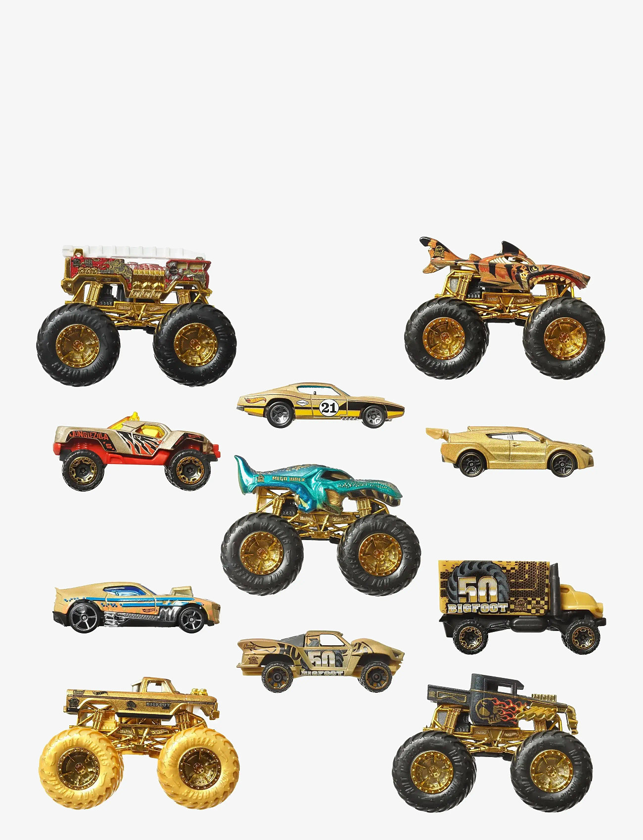 Hot Wheels - Monster Trucks Trophy Champions Collection, 5 1:64 Scale Toy Trucks & 6 Die-Cast Cars - leksaksbilar - multi color - 4