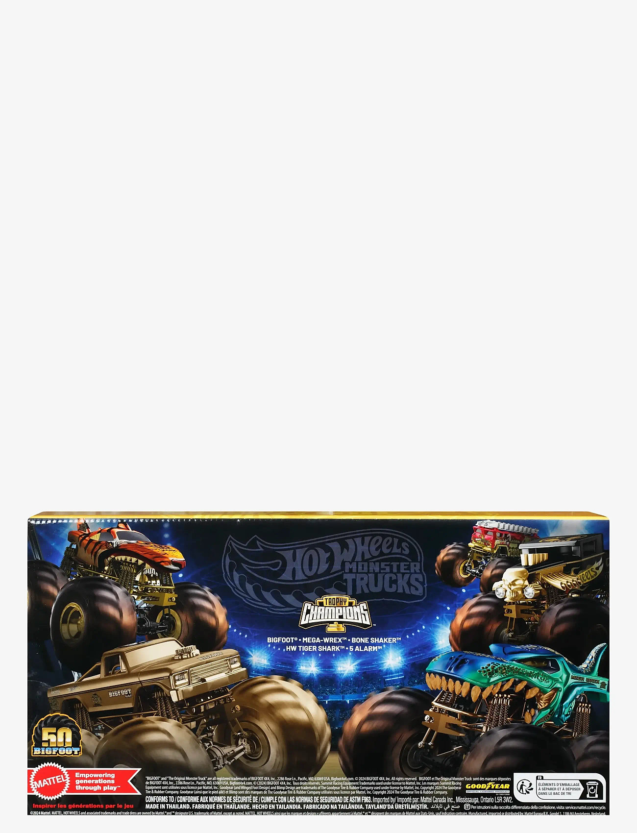 Hot Wheels - Monster Trucks Trophy Champions Collection, 5 1:64 Scale Toy Trucks & 6 Die-Cast Cars - leksaksbilar - multi color - 5