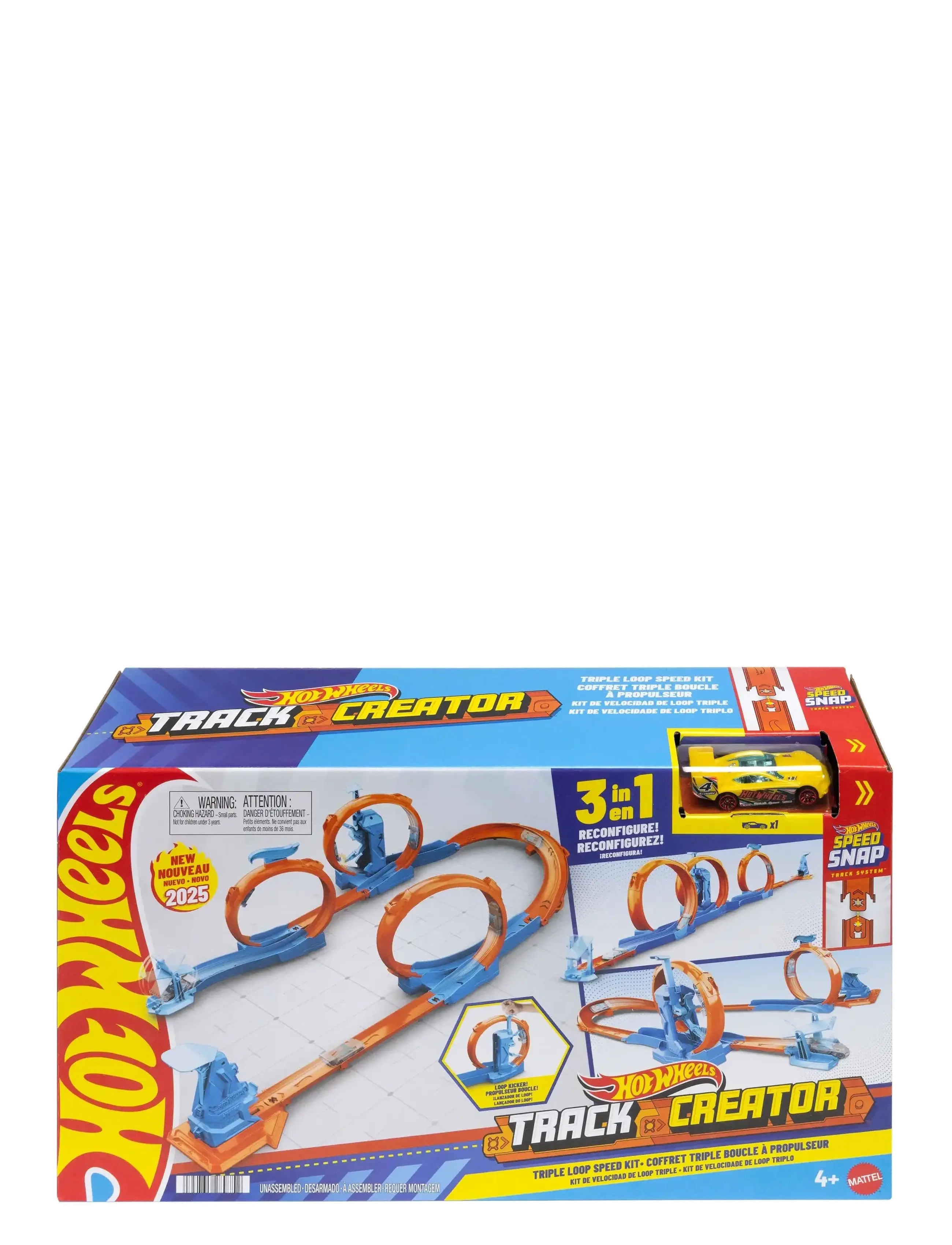 Hot Wheels Track Builder Track Creator Triple Loop Pack & 1:64 Scale Toy Car, Track-Building Set - Nouveautés - MULTI COLOR / multi