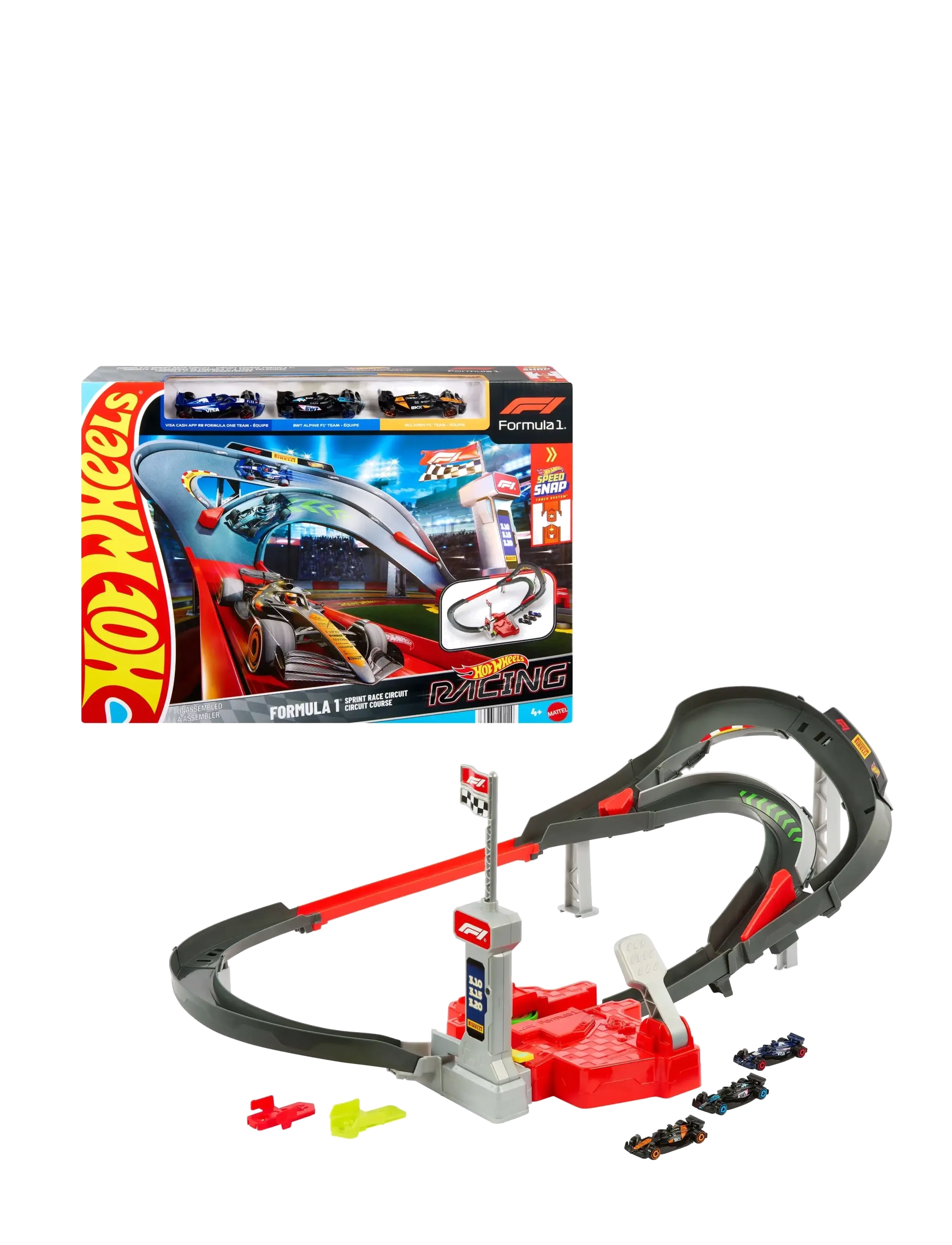 Hot Wheels Racing Formula 1 Sprint Race Circuit Track Set With 3 Die-Cast Toy Cars In 1:64 Scale, Børn, Race Tracks, Multi/mønstret, Str: ONE SIZE