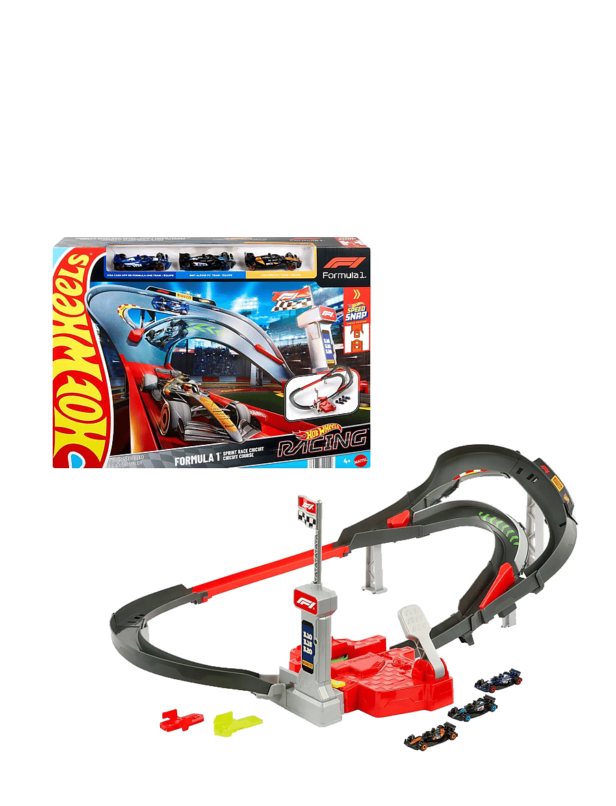 Hot Wheels - Racing Formula 1 Sprint Race Circuit Track Set with 3 Die-Cast Toy Cars in 1:64 Scale - tory wyścigowe - multi color - 1