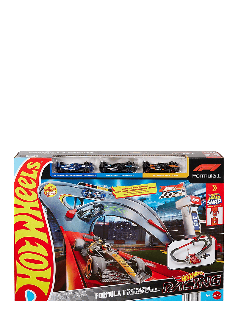 Hot Wheels - Racing Formula 1 Sprint Race Circuit Track Set with 3 Die-Cast Toy Cars in 1:64 Scale - keppnisbrautir - multi color - 3