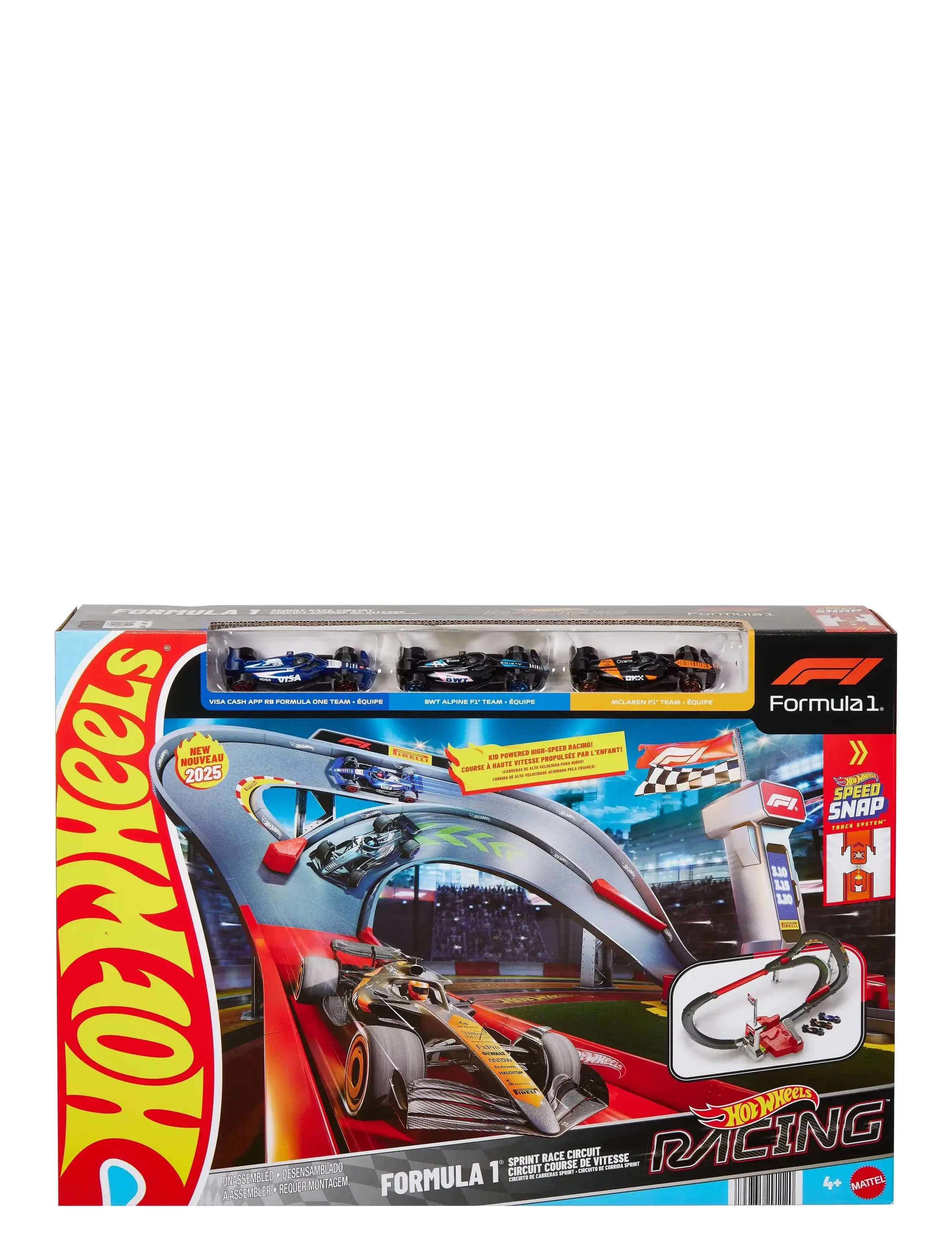 Hot Wheels - Racing Formula 1 Sprint Race Circuit Track Set with 3 Die-Cast Toy Cars in 1:64 Scale - tory wyścigowe - multi color - 3